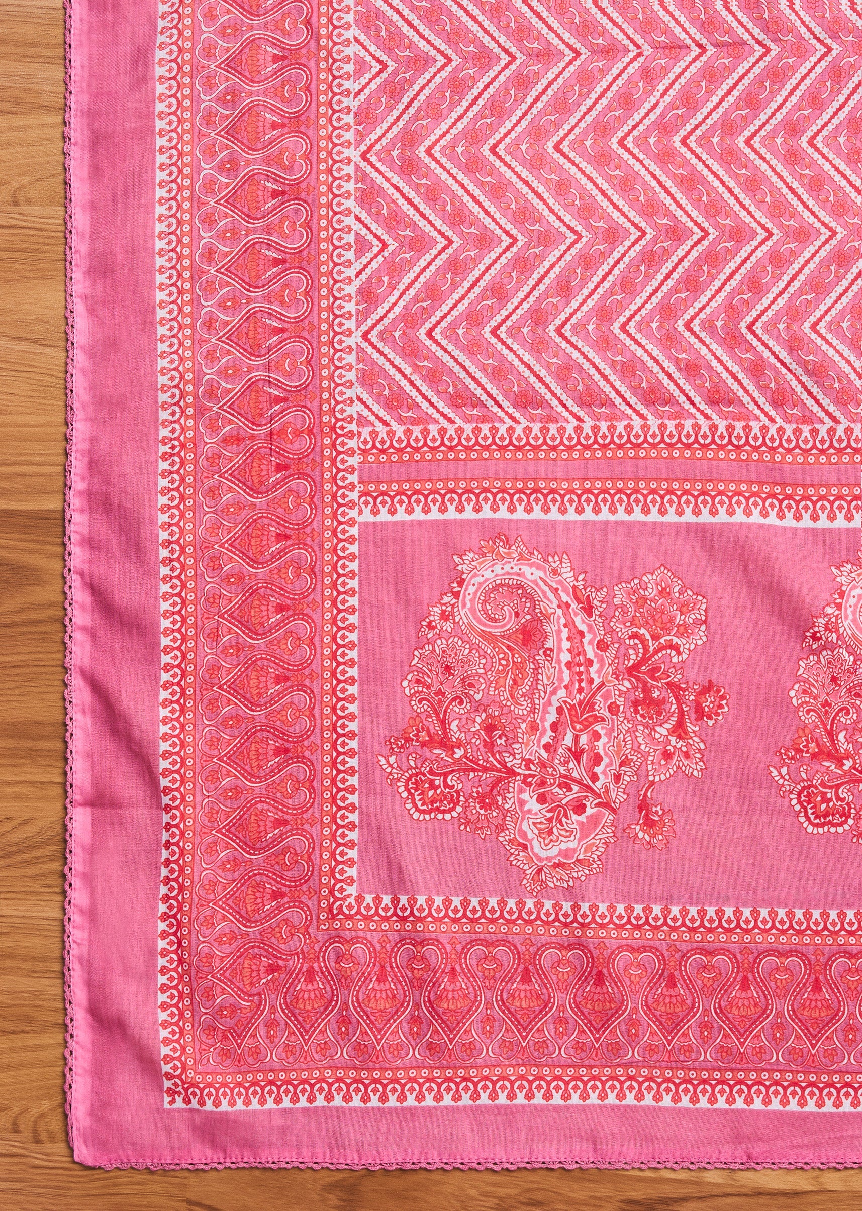 Light Pink Cotton Printed Unstitched Suit Set - Image 5