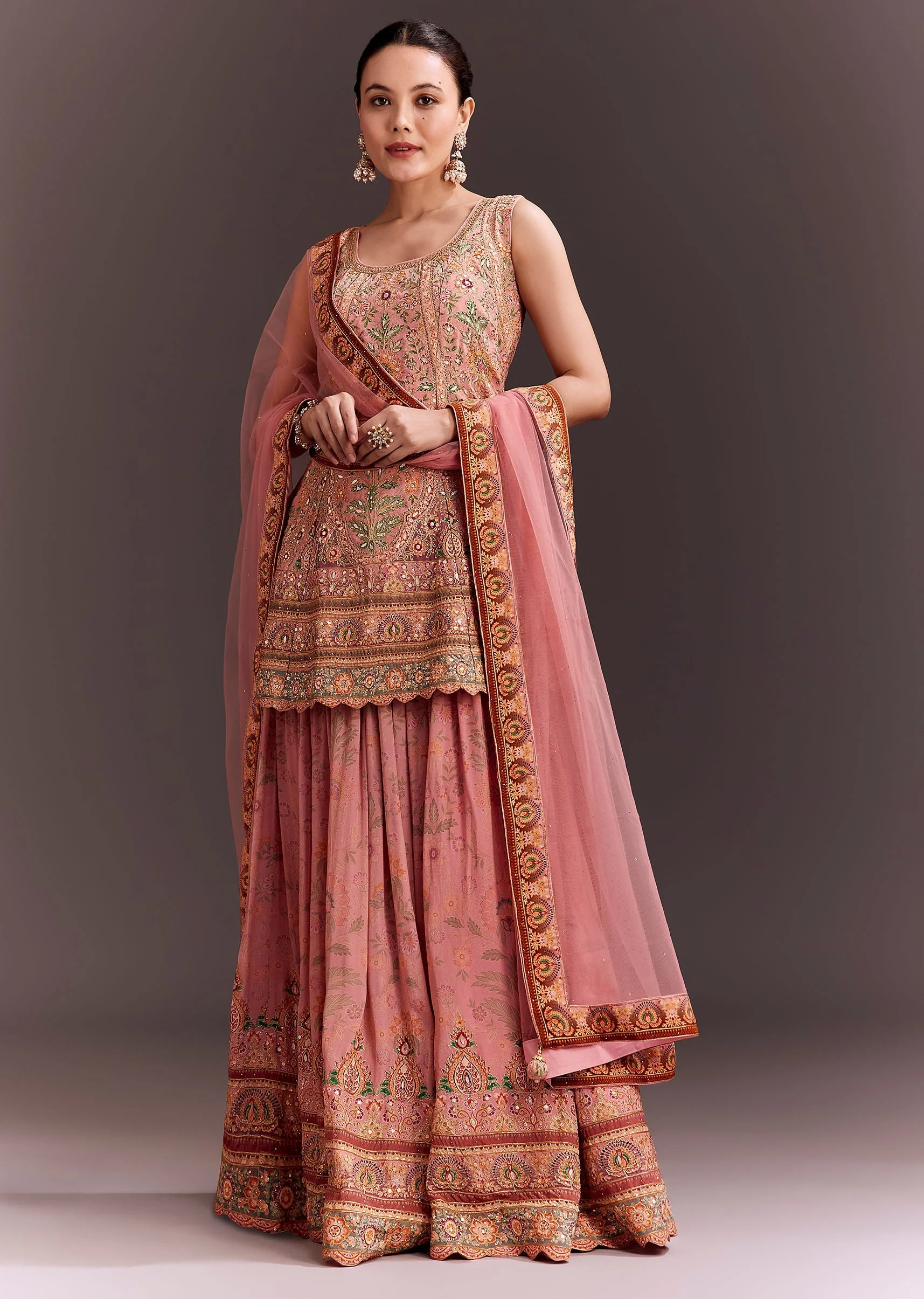 Light Pink Embroidered Palazzo Set - Image 3
