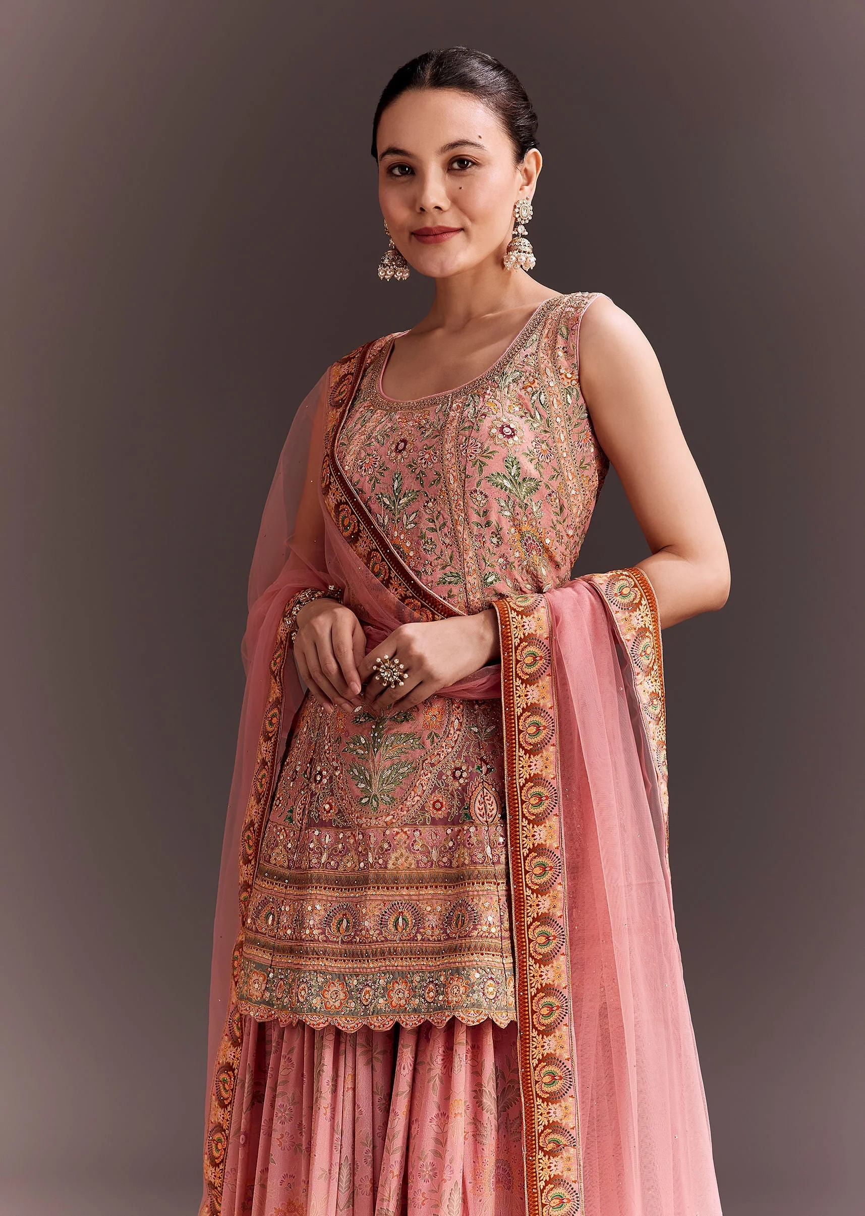 Light Pink Embroidered Palazzo Set - Image 4