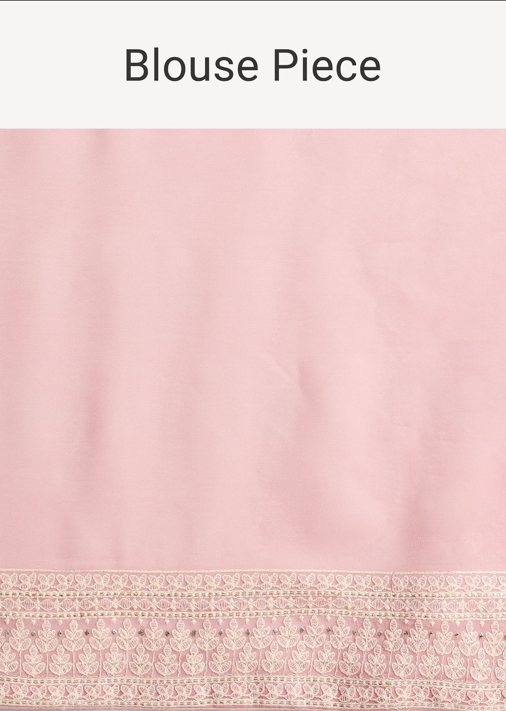 Light Pink Georgette Chikankari Saree With Unstitched Blouse - Image 10