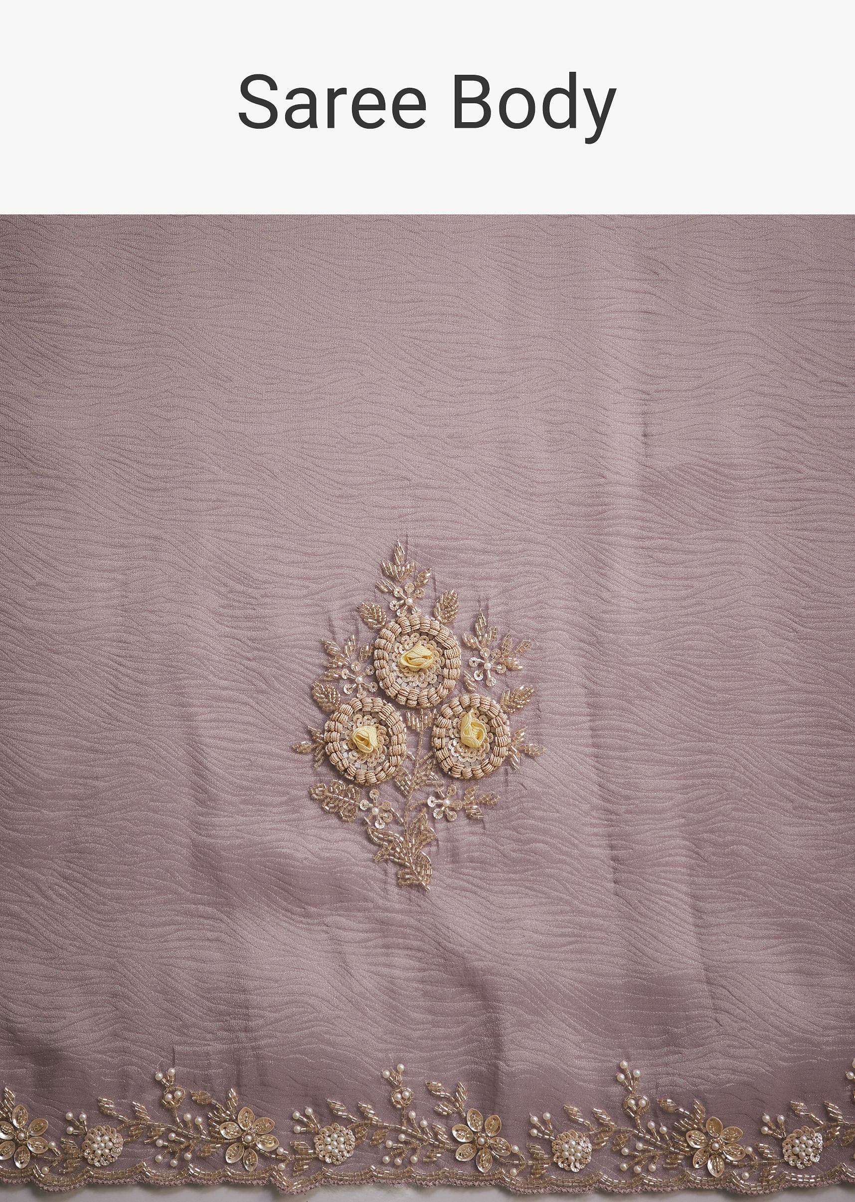 Light Purple Tissue Saree With Floral Embroidery - Image 9