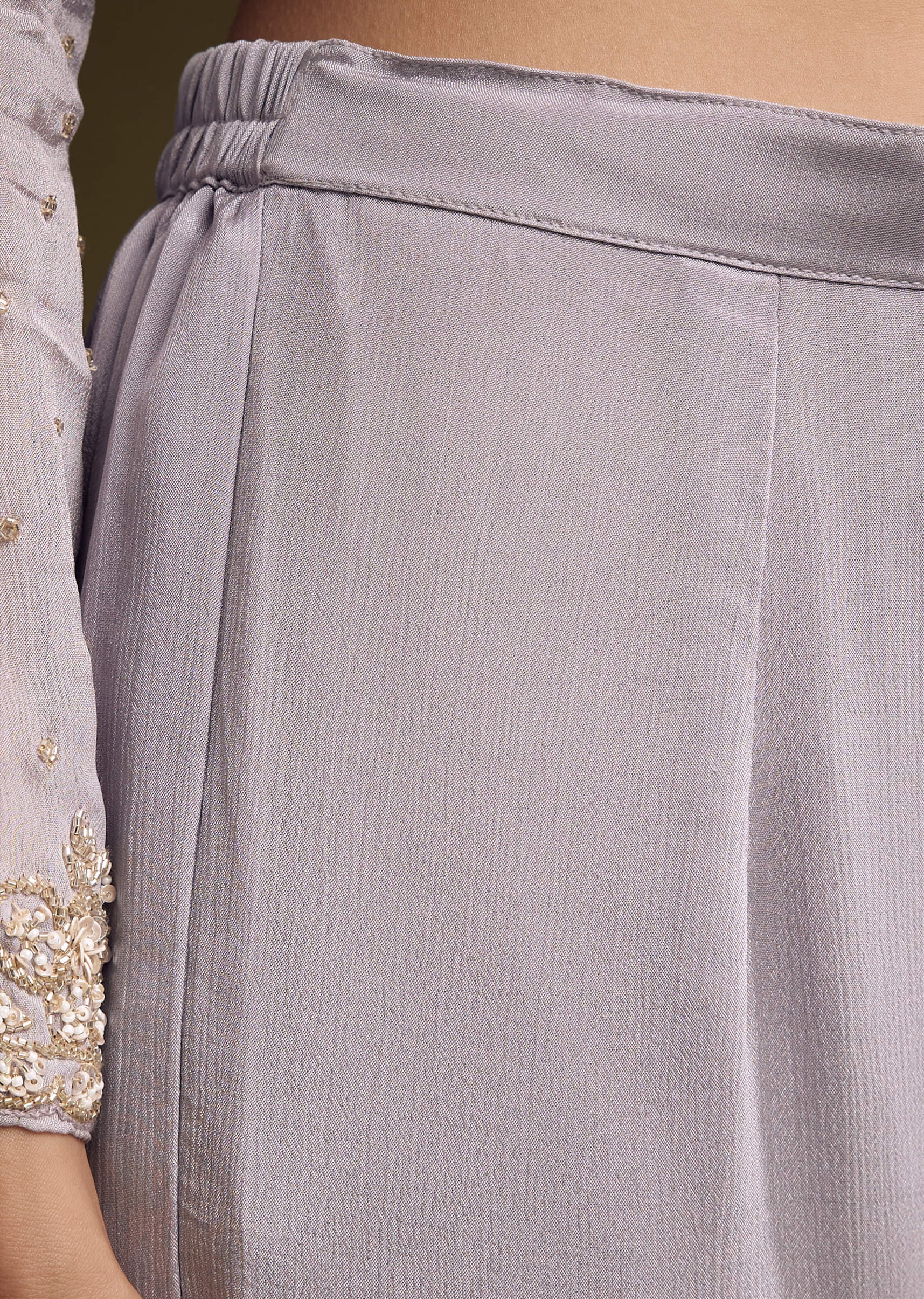 Lilac Chinon Sharara Suit With Cutdana And Sequins Embroidery - Image 6