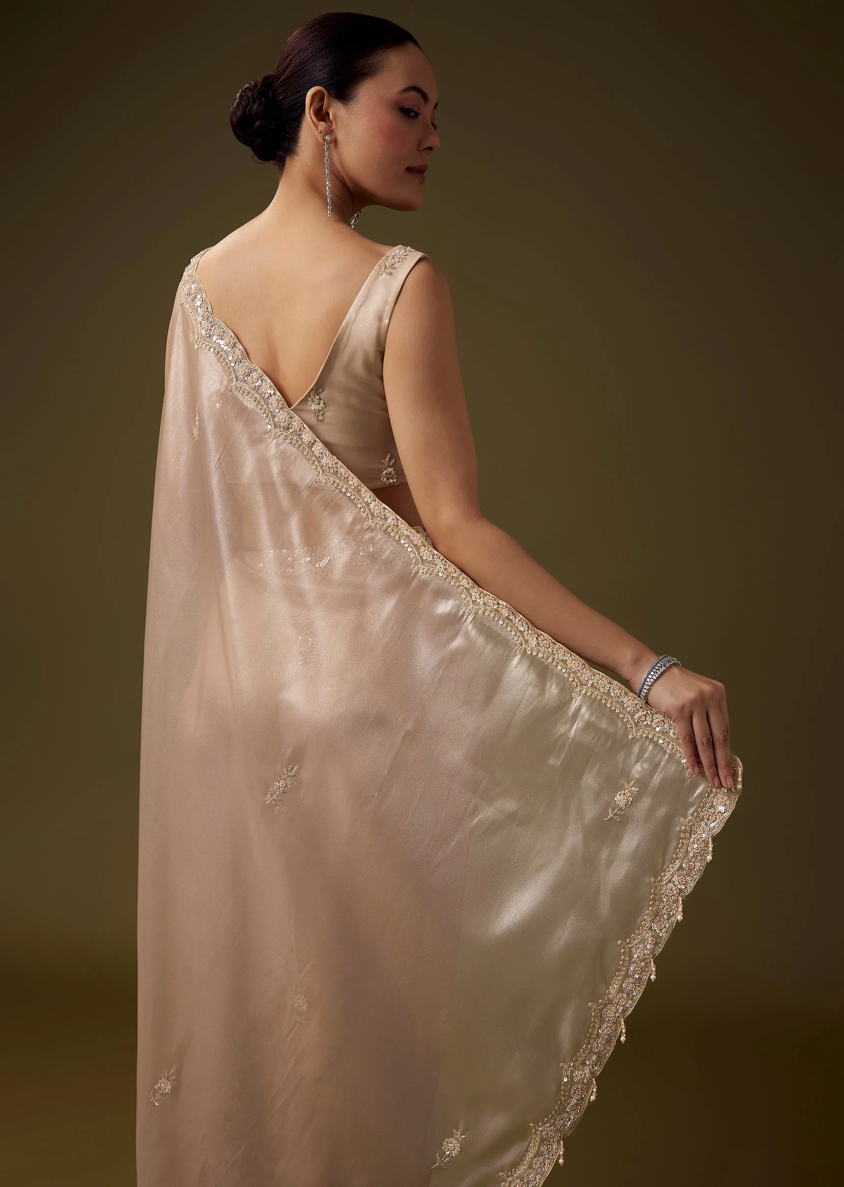 Lilac Cutdana Embroidered Tissue Silk Saree with Unstitched Blouse - Image 6
