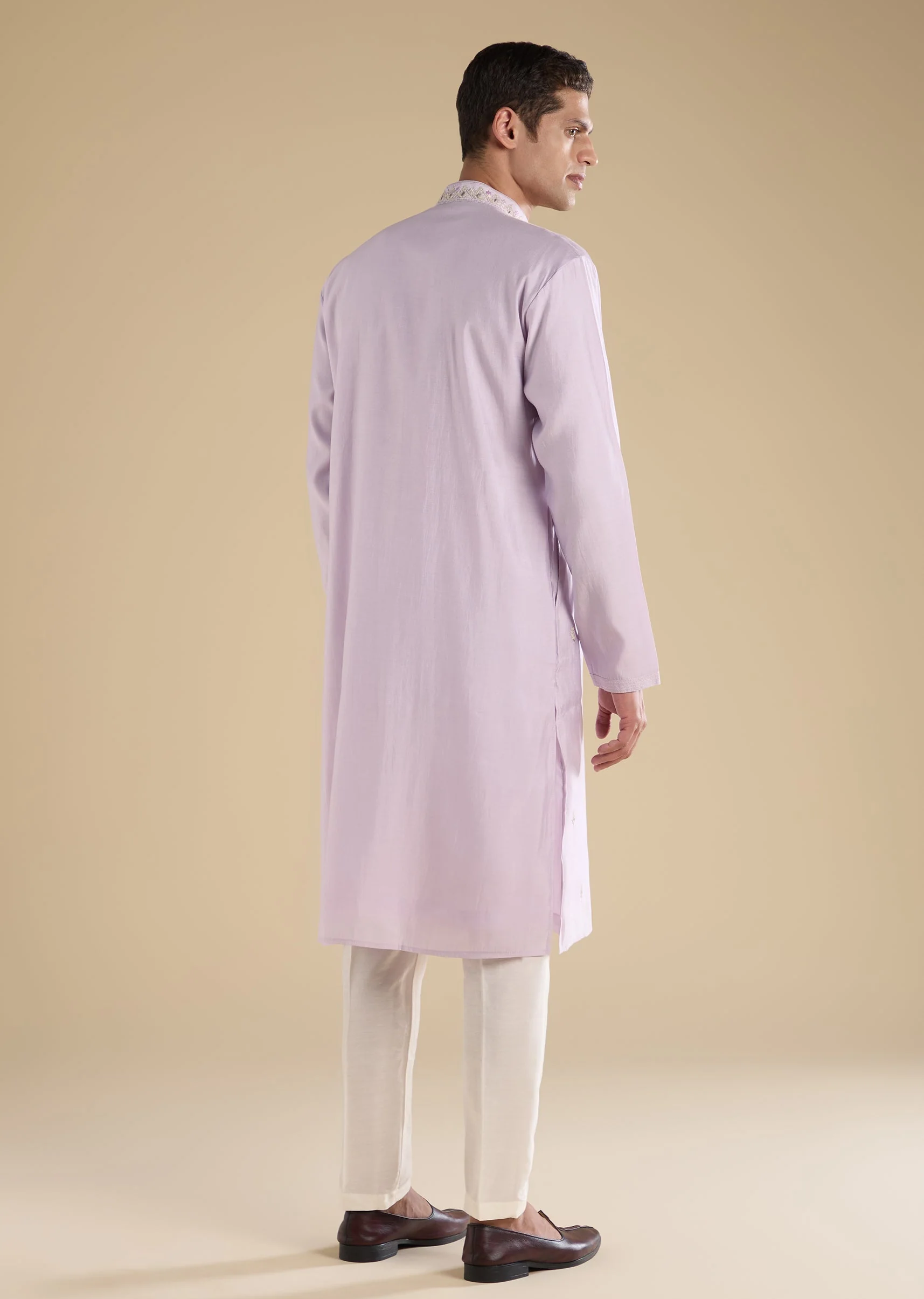 Lilac Embroidered Kurta Set With Pants - Image 5
