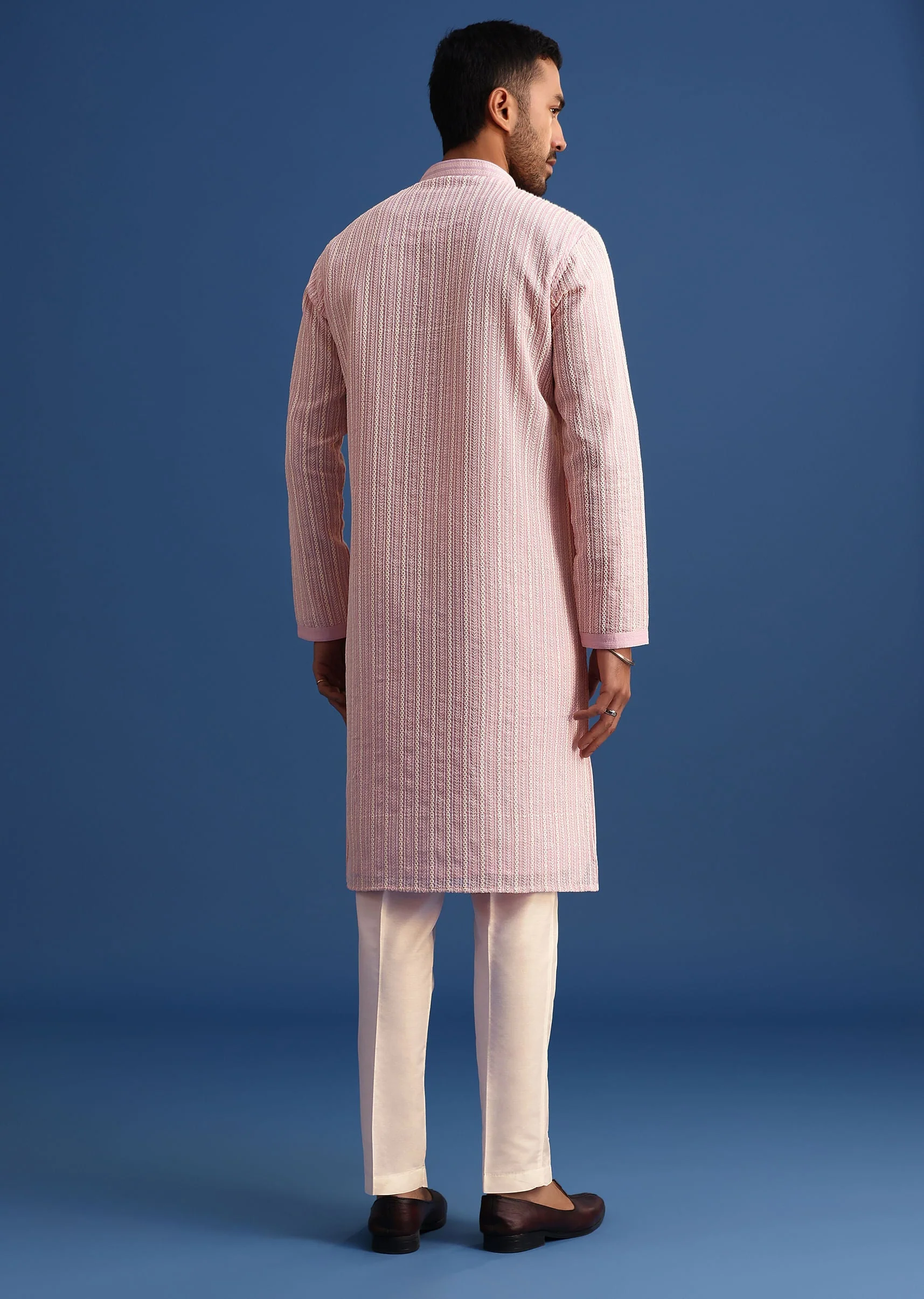 Lilac Georgette Kurta Set With Thread Work - Image 5