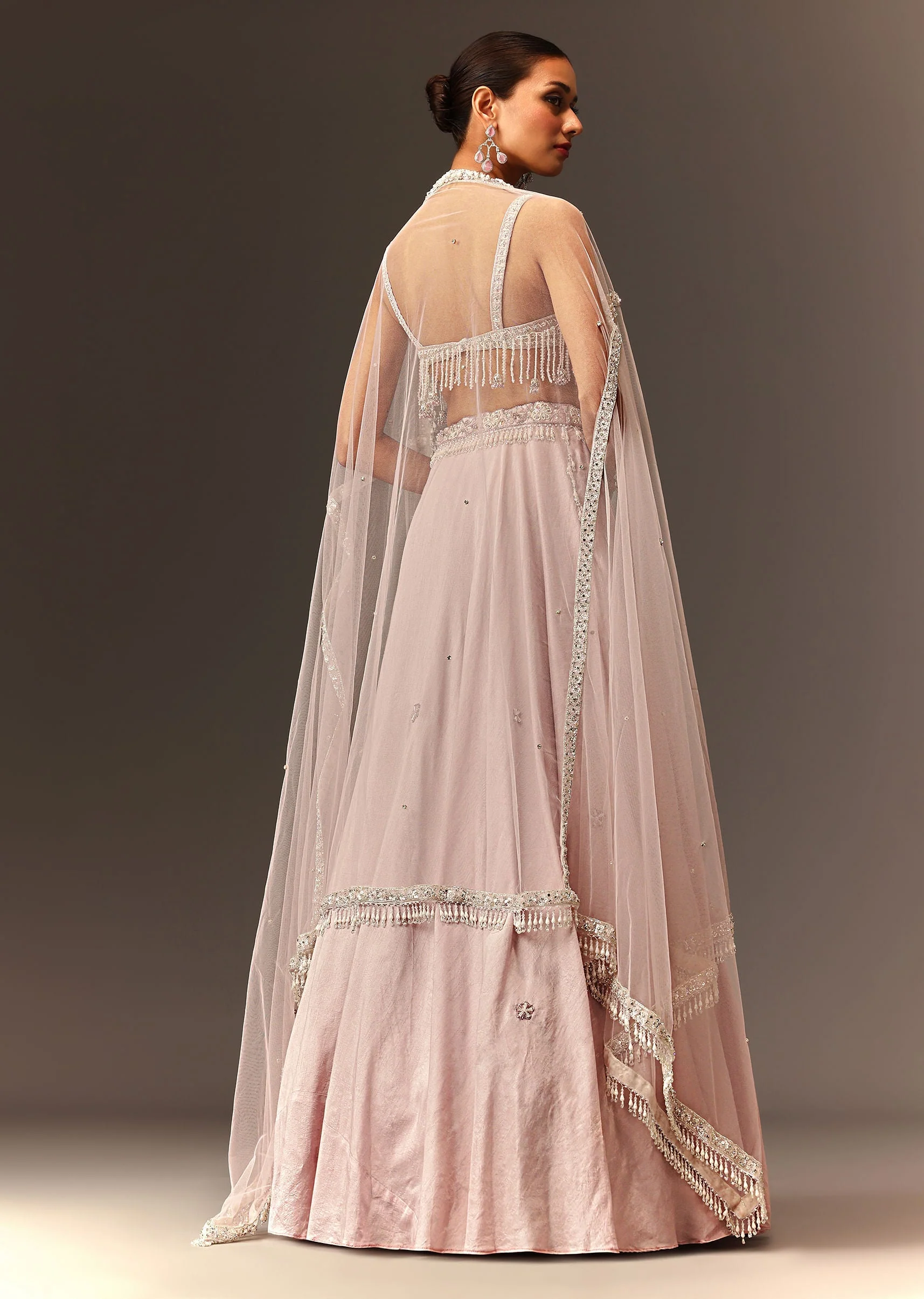 Lilac Lehenga And Stone Embellished Blouse With Dupatta - Image 5