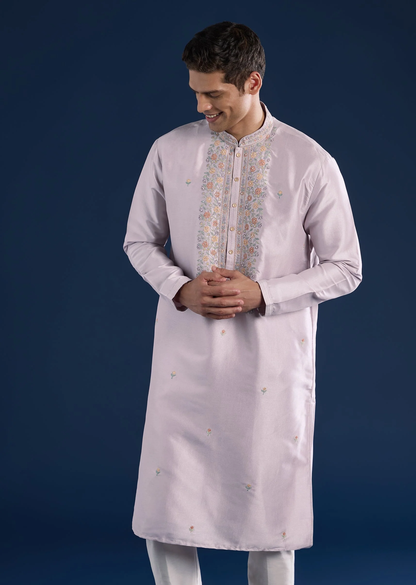 Lilac Motif Kurta Set - Image 3