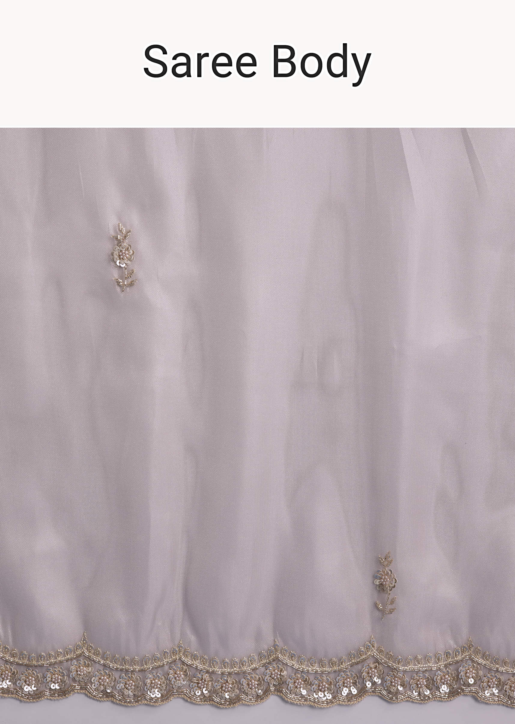 Lilac Net Saree With Heavy Hand Embroidery - Image 9