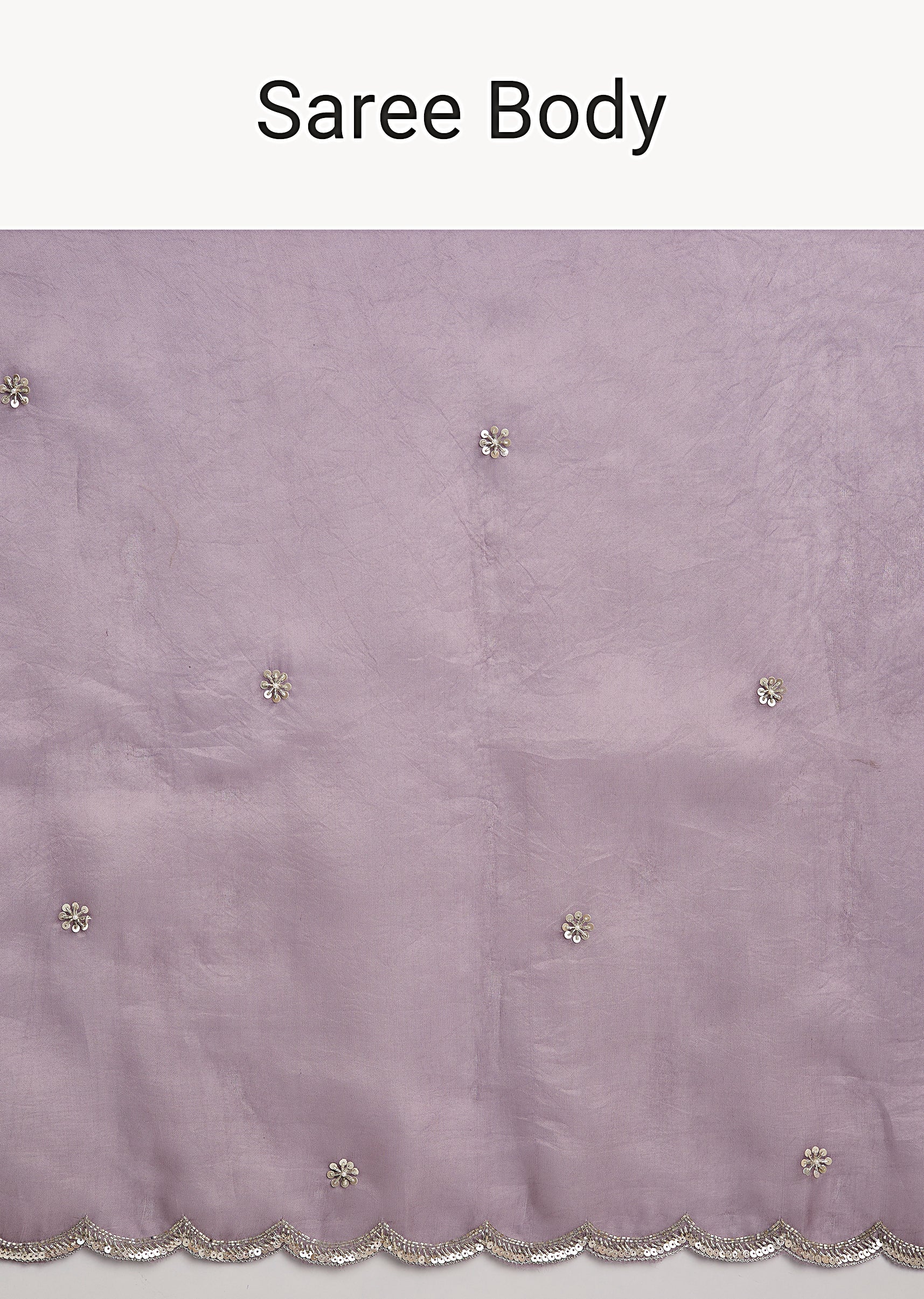 Lilac Organza Saree With Embellished Scallop Border - Image 9