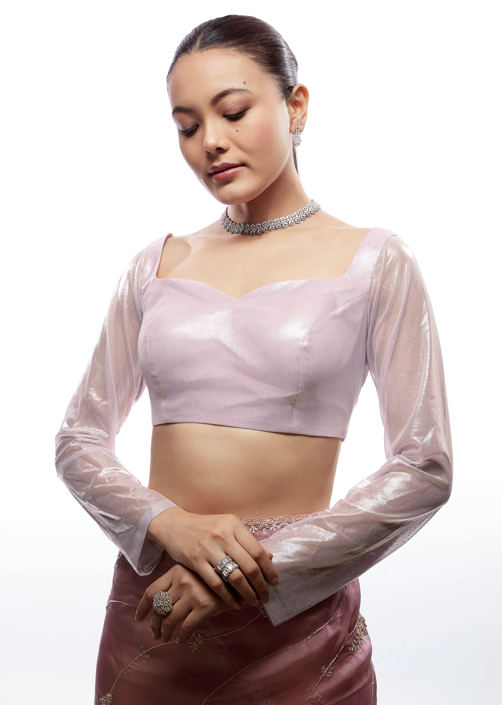 Lilac Sweetheart Blouse With Back Tie Ups - Image 3