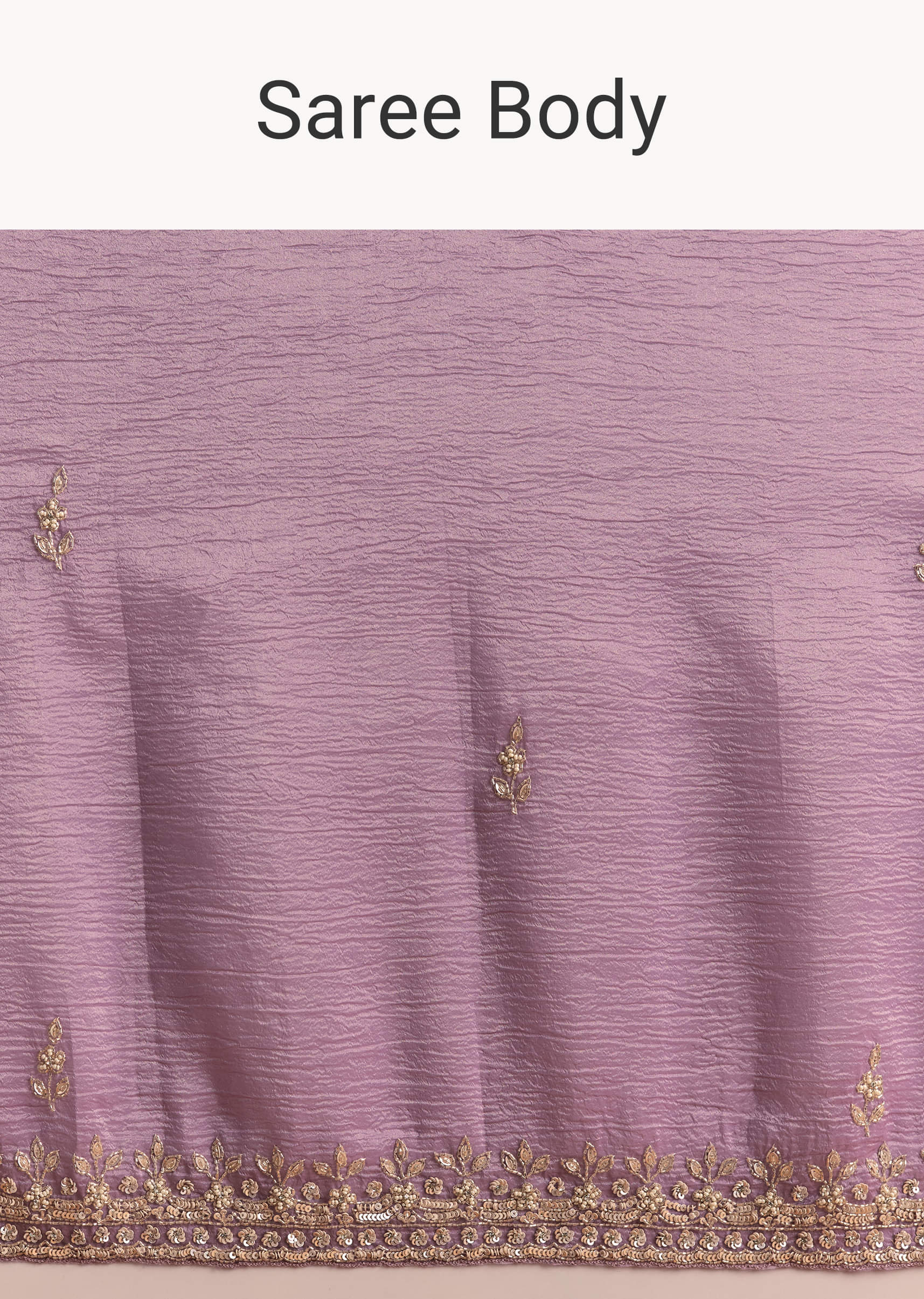 Lilac Tissue Saree With Butti And Border Embroidery - Image 16