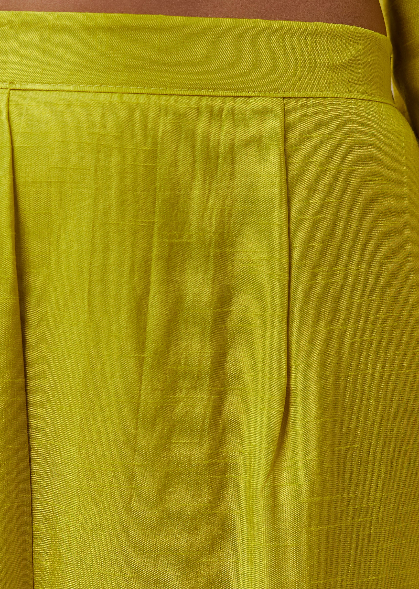 Lime Green Silk Kurta Pant Set with Gota Work - Image 6