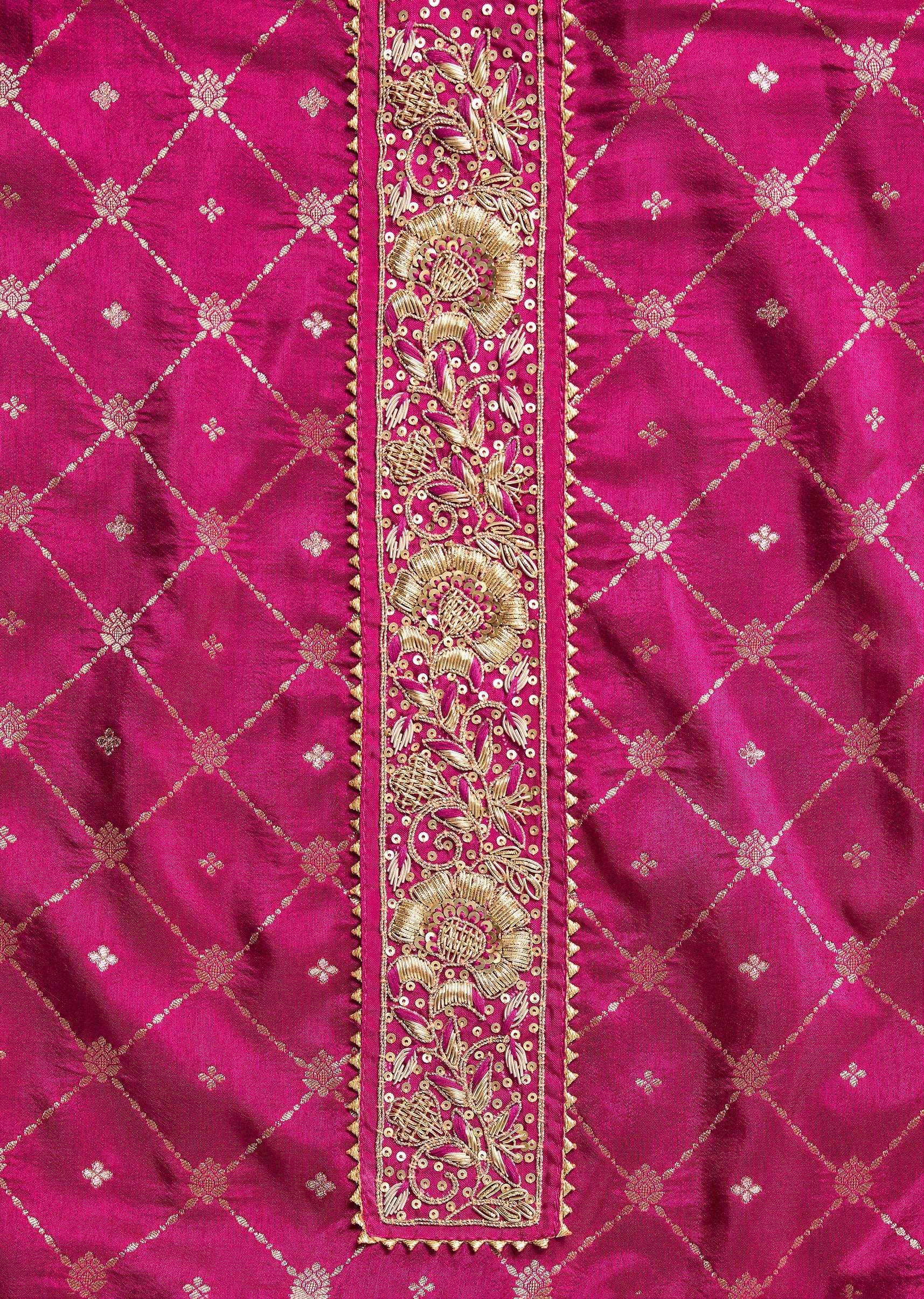 Magenta Chanderi Unstitched Suit With Dupatta - Image 2