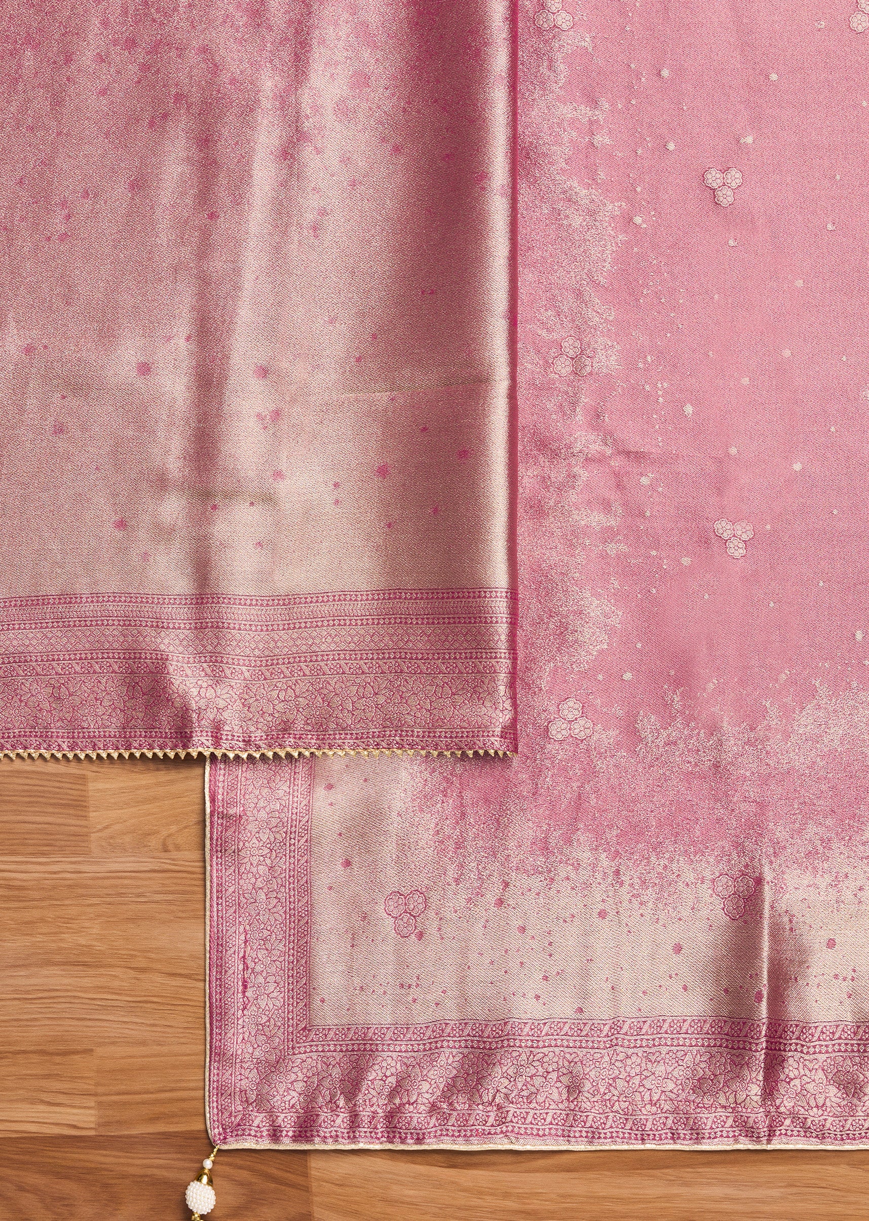 Magenta Tissue Embroidered Unstitched Suit Set - Image 3