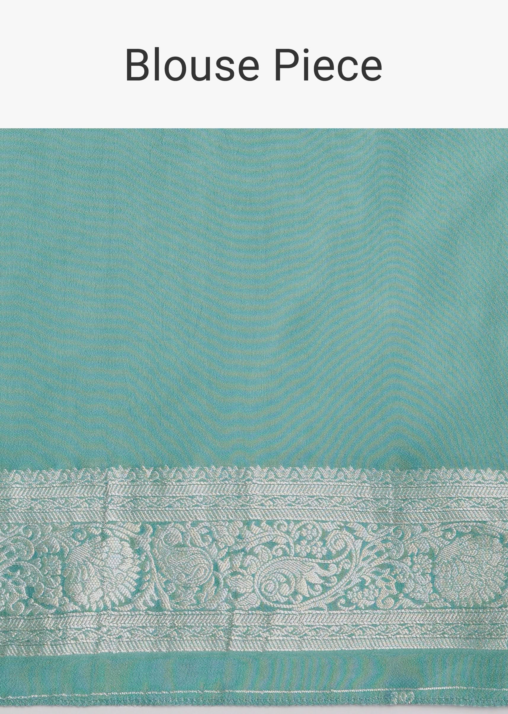 Marine Blue Woven Saree In Dola Silk And Silver Weave - Image 8