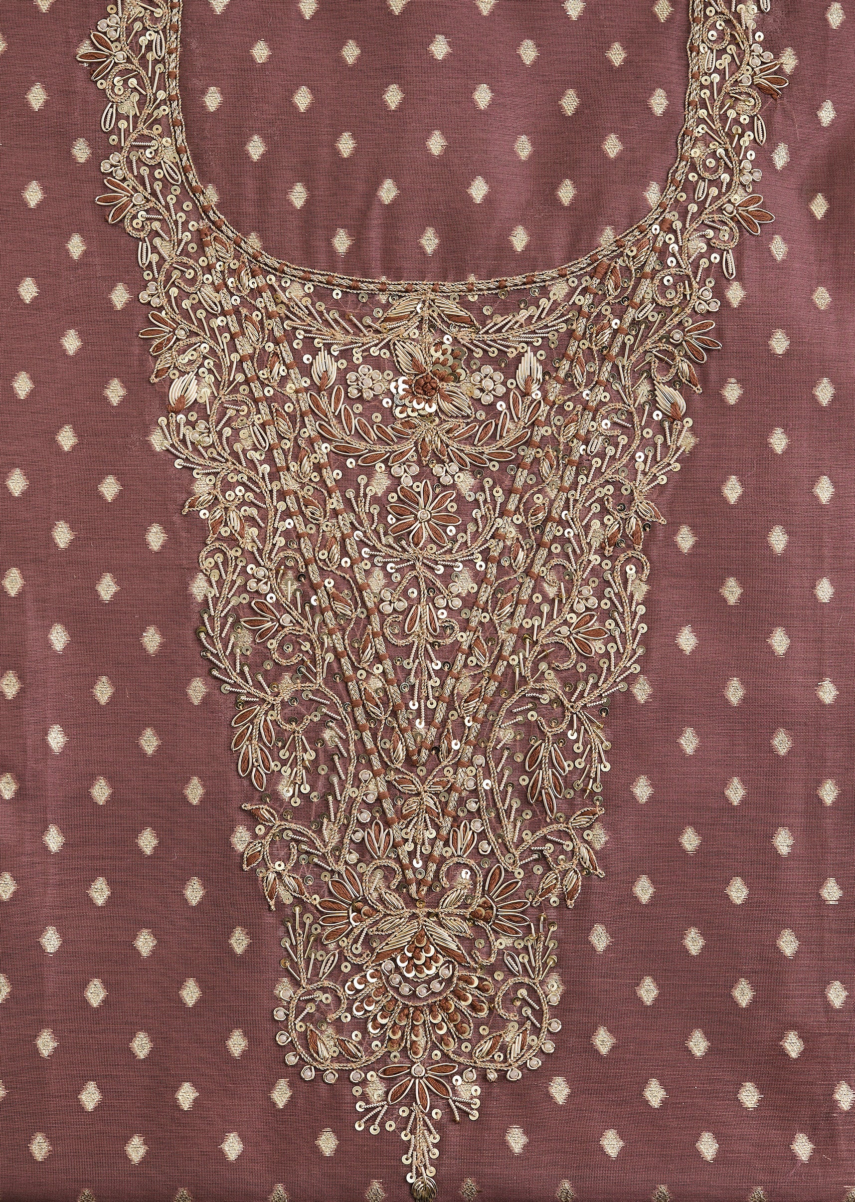 Maroon Chanderi Unstitched Suit - Image 4