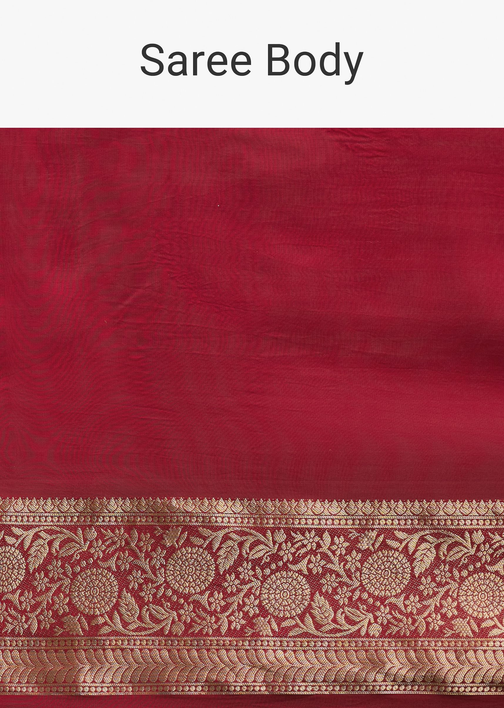 Maroon Dola Silk Saree With Zari Woven Border And Pallu - Image 9