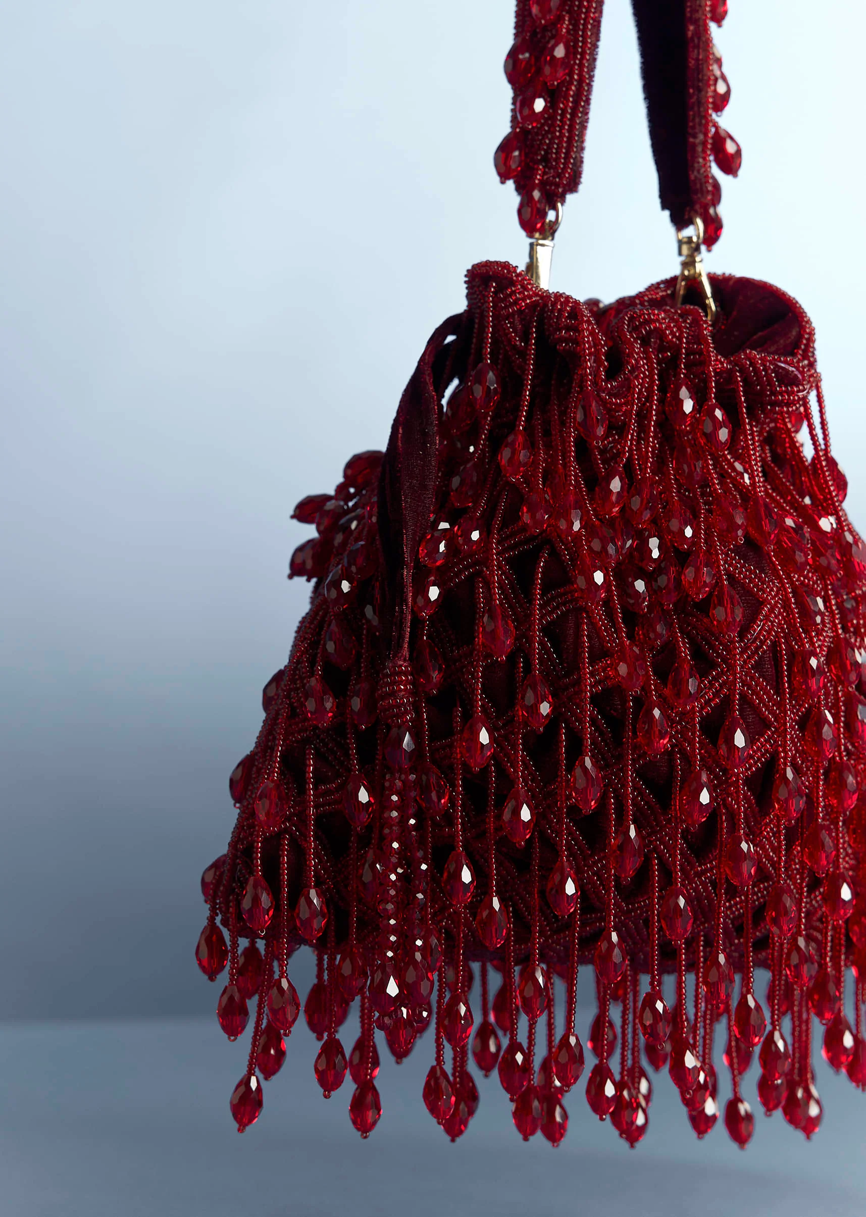 Maroon Potli With Bead Work - Image 2