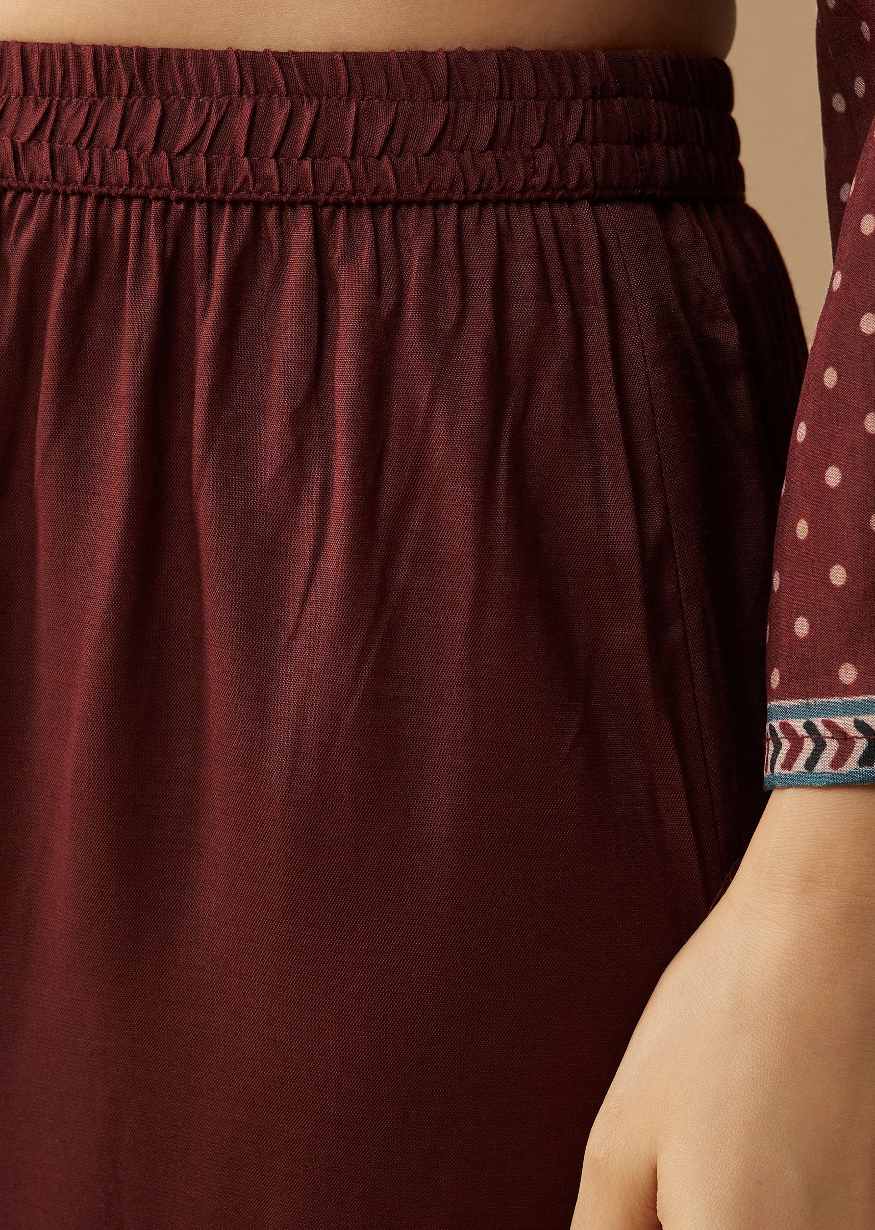 Maroon Printed Silk Kurta Pant Set - Image 6