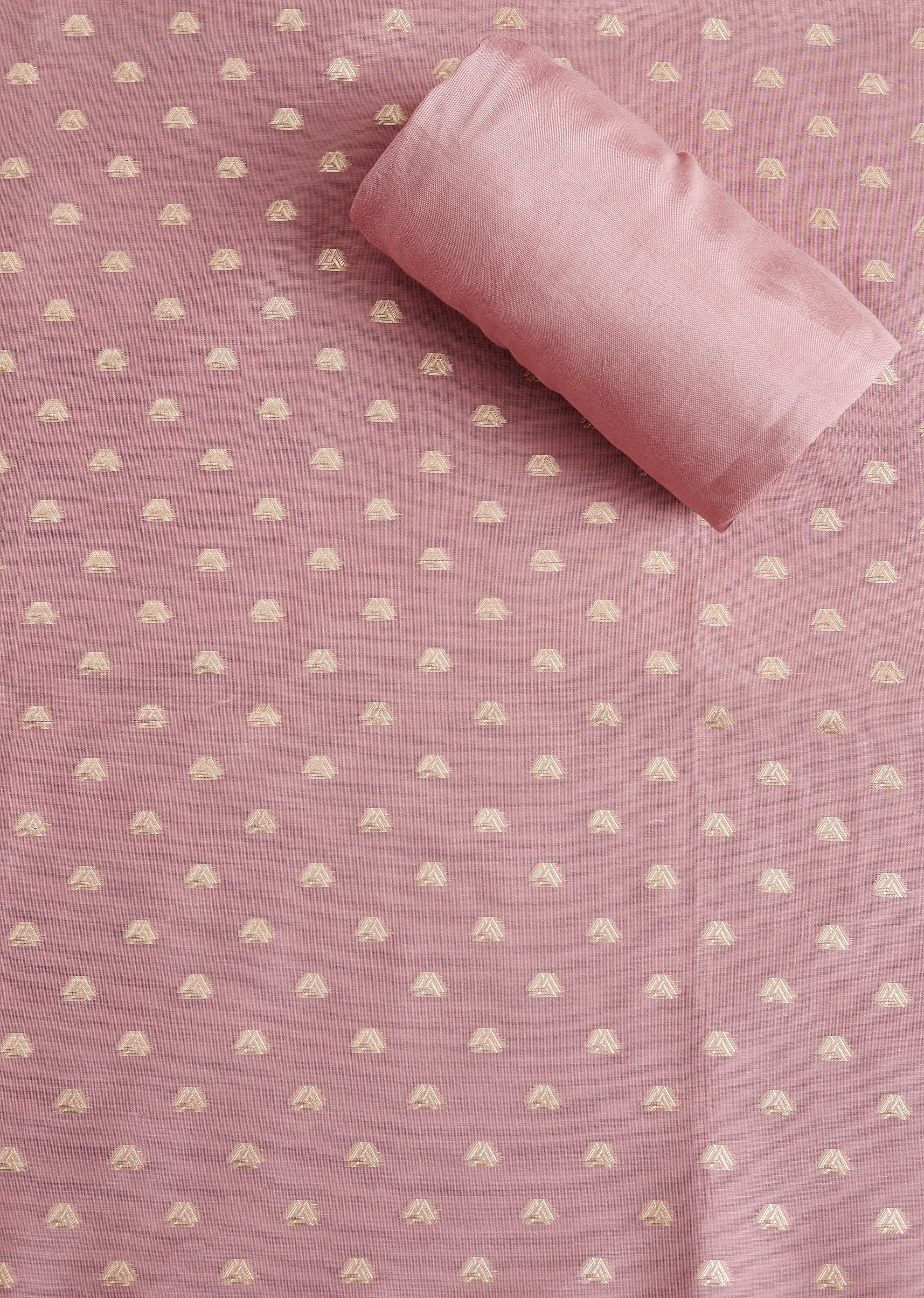 Mauve Chanderi Unstitched Suit With Dupatta - Image 2