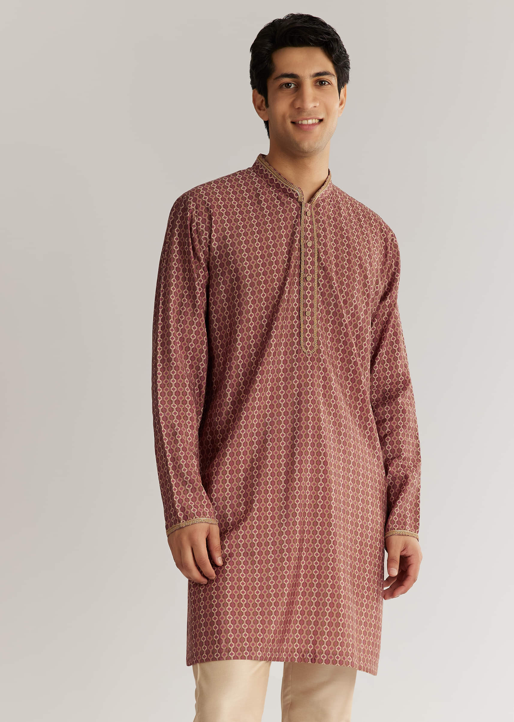 Mauve Modal Chanderi Cutdana Sequins Kurta Jacket Set - Image 6
