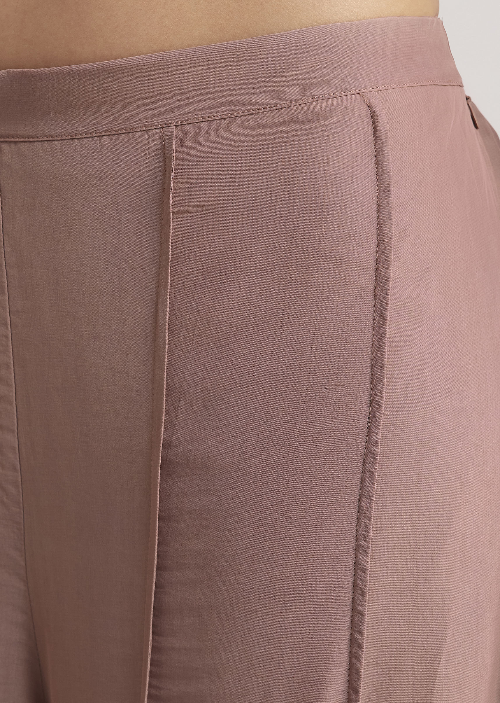 Mauve Satin Palazzo Set With Embellished Jacket - Image 6