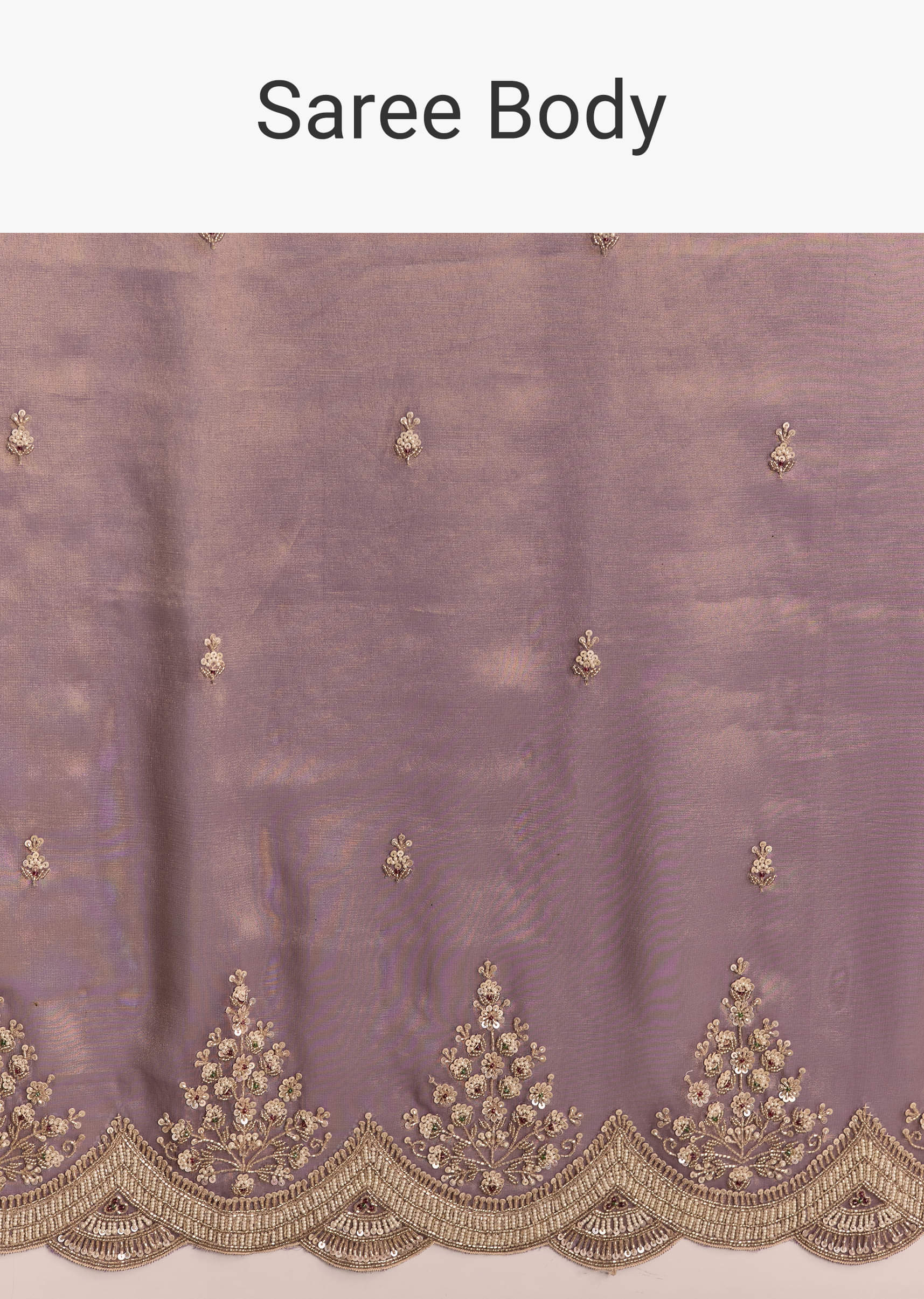 Mauve Tissue Embroidered Saree With Sequin And Stone Work - Image 9