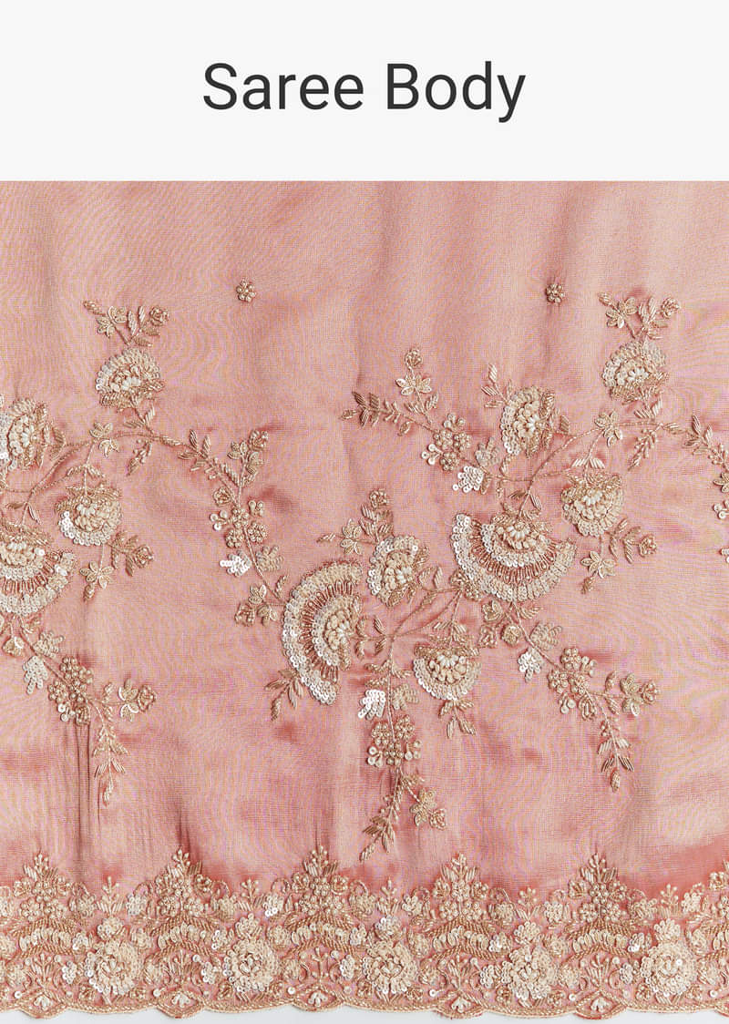 Mauve Tissue Saree With Scallop Border And Bead Embroidery - Image 9