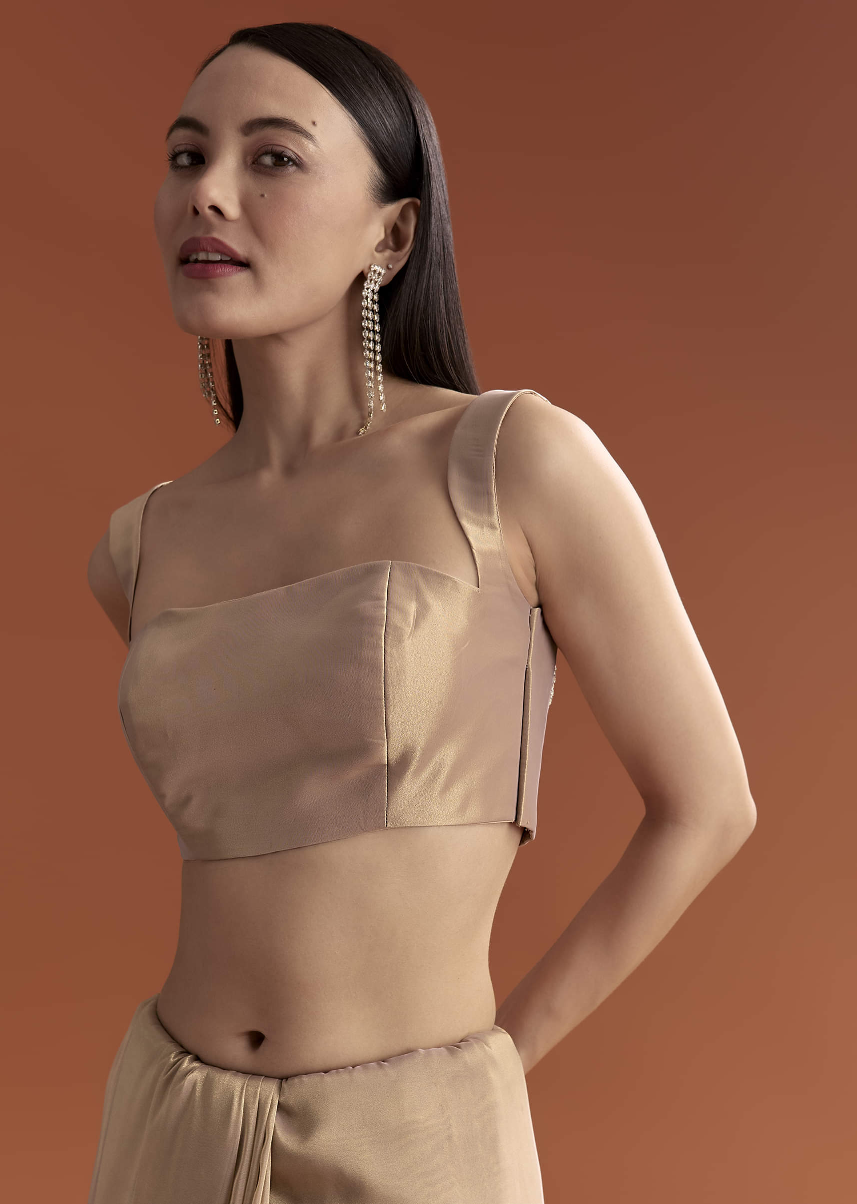 Mauve Tissue Saree With Scallop Border And Stone Embroidery - Image 10
