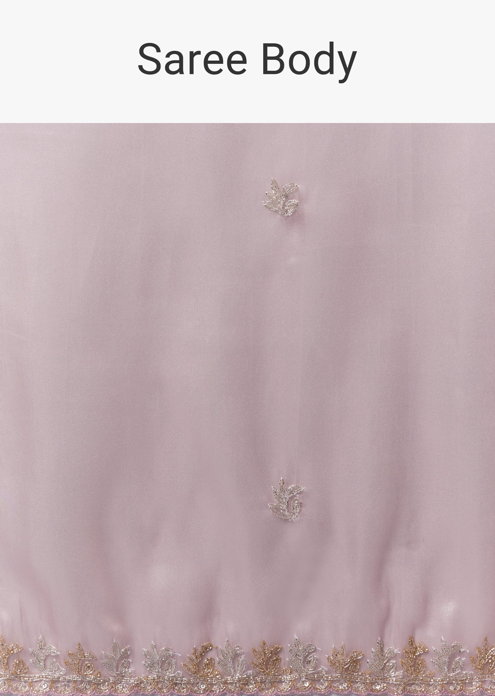 Mauve Tissue Saree With Scallop Embroidered Border And Butti Work - Image 9