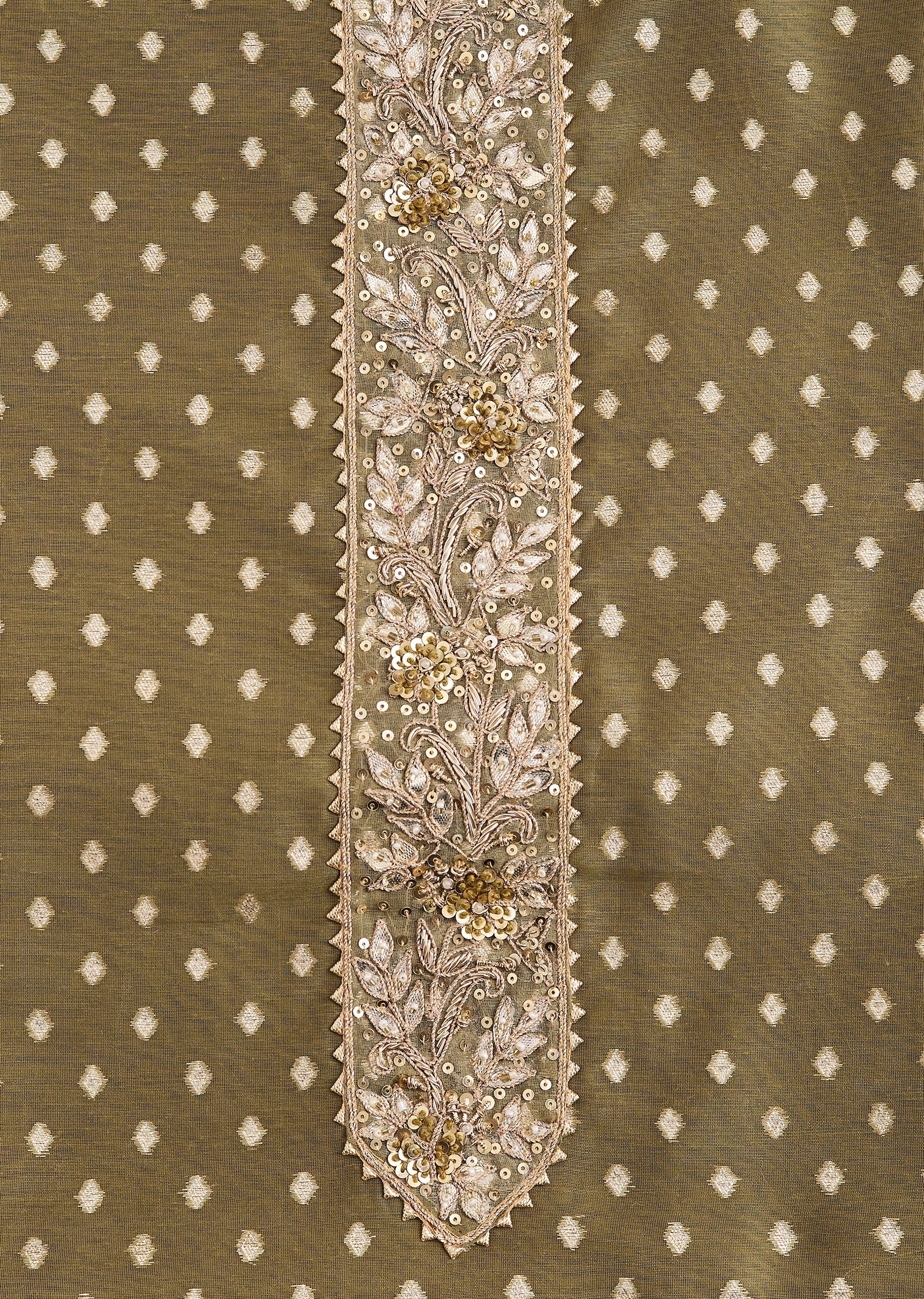 Mehendi Green Chanderi Unstitched Suit - Image 4