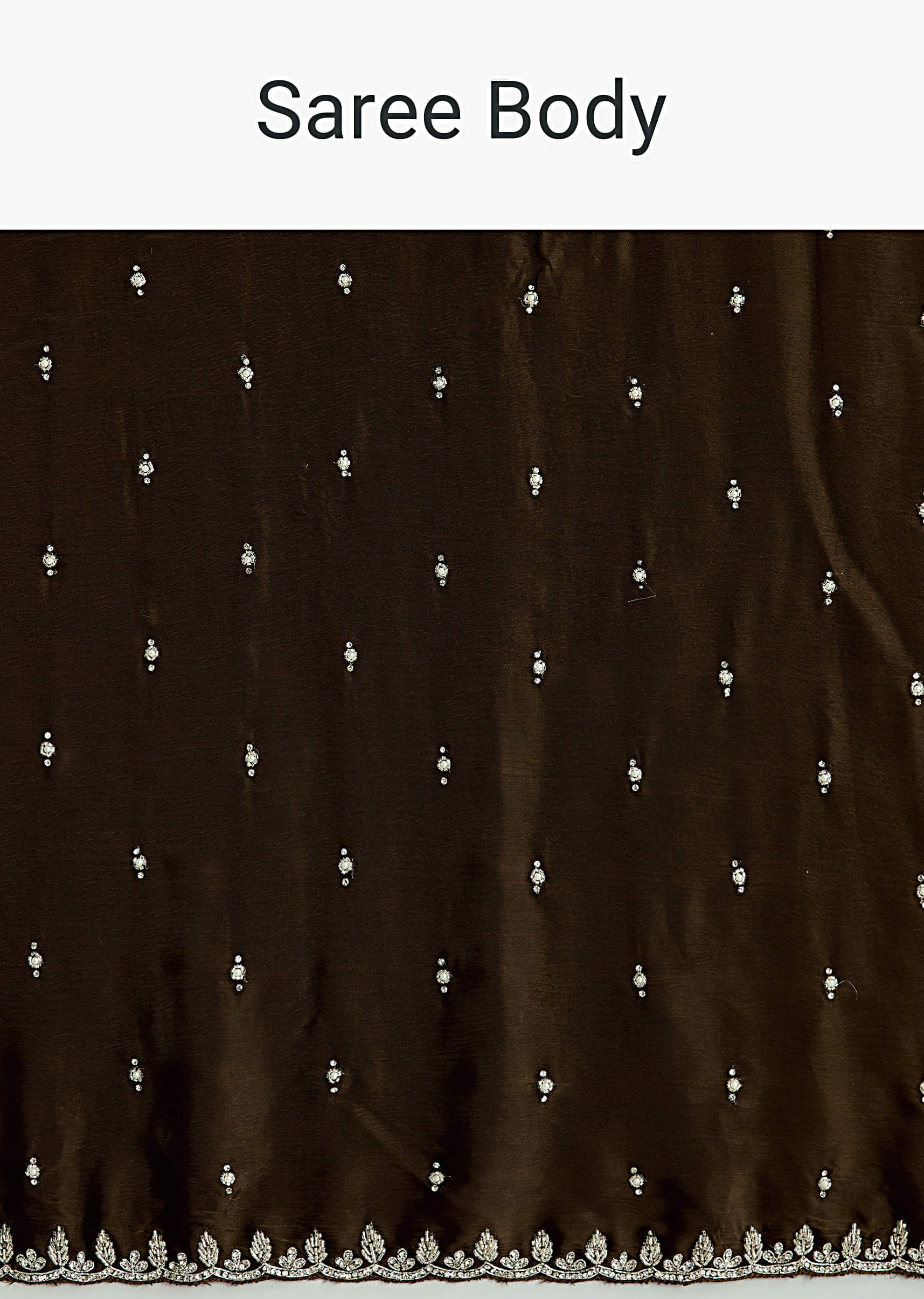 Mehendi Green Chinon Saree With Heavy Hand Embroidery - Image 9