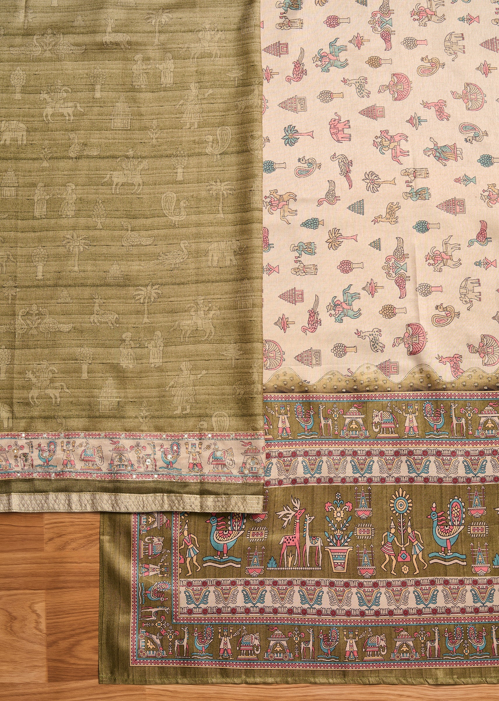 Mehendi Green Cotton Printed Suit Set - Image 2