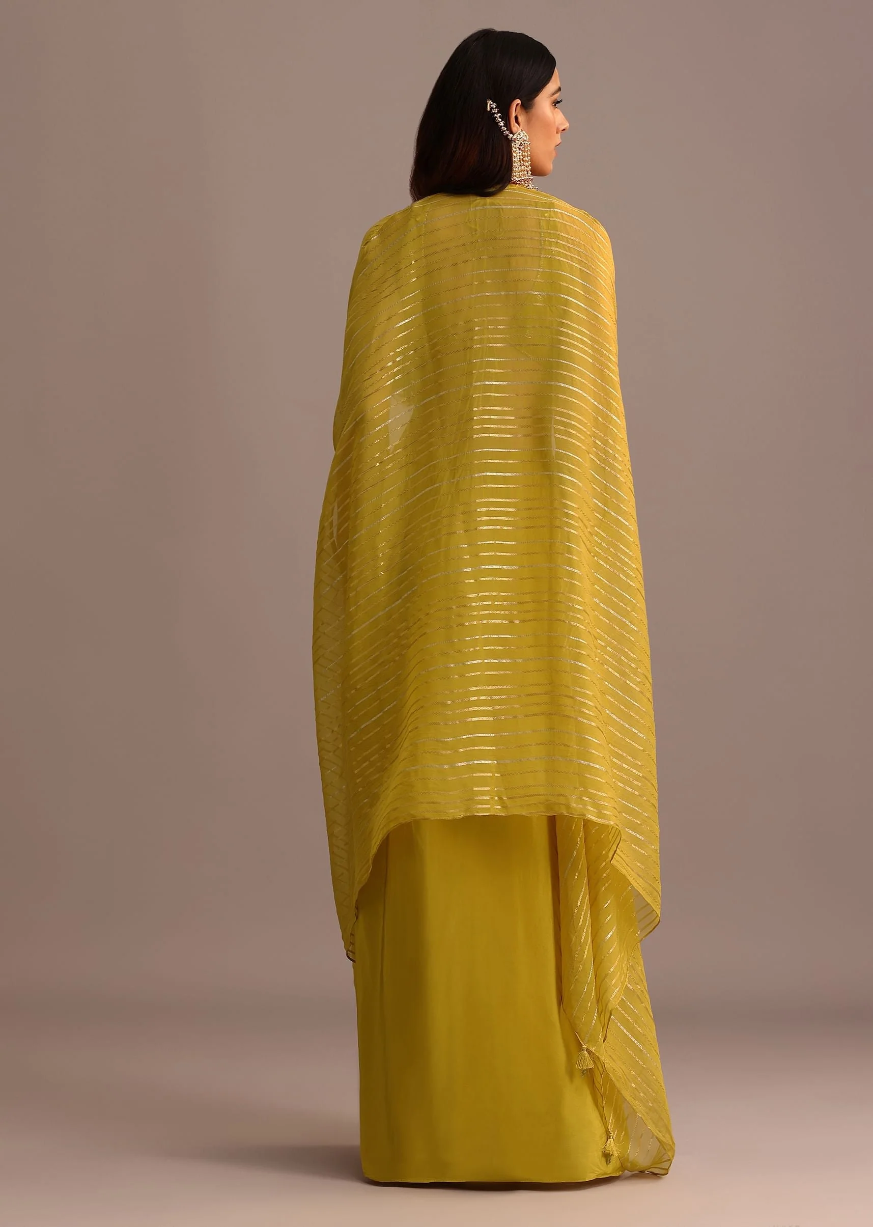 Mehendi Green Embroidered Croptop Skirt Set With Chanderi Jacket - Image 4