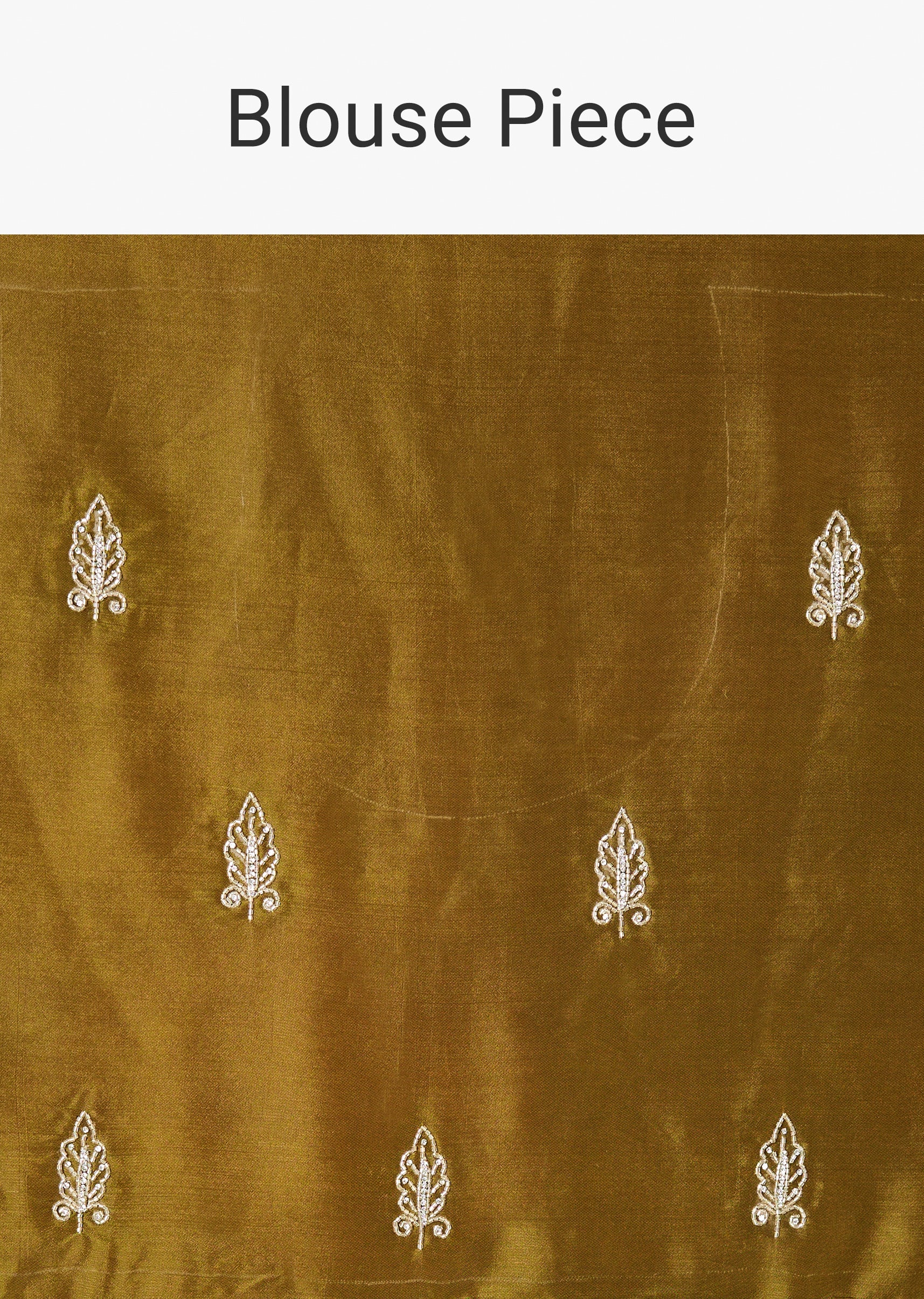 Mehendi Green Jacquard Tissue Embroidered Saree With Heavy Embroidery - Image 10