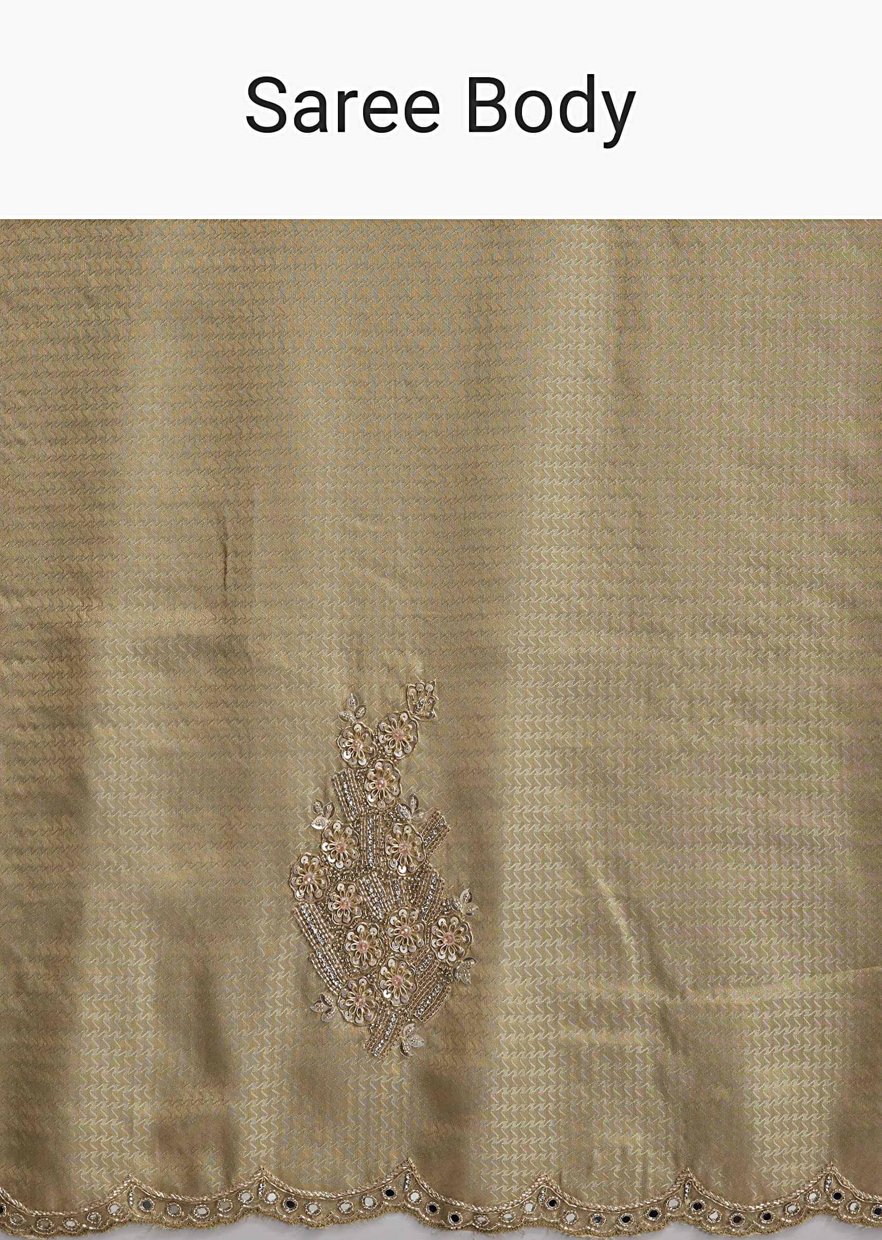 Mehendi Green Jacquard Tissue Embroidered Saree With Heavy Embroidery - Image 9