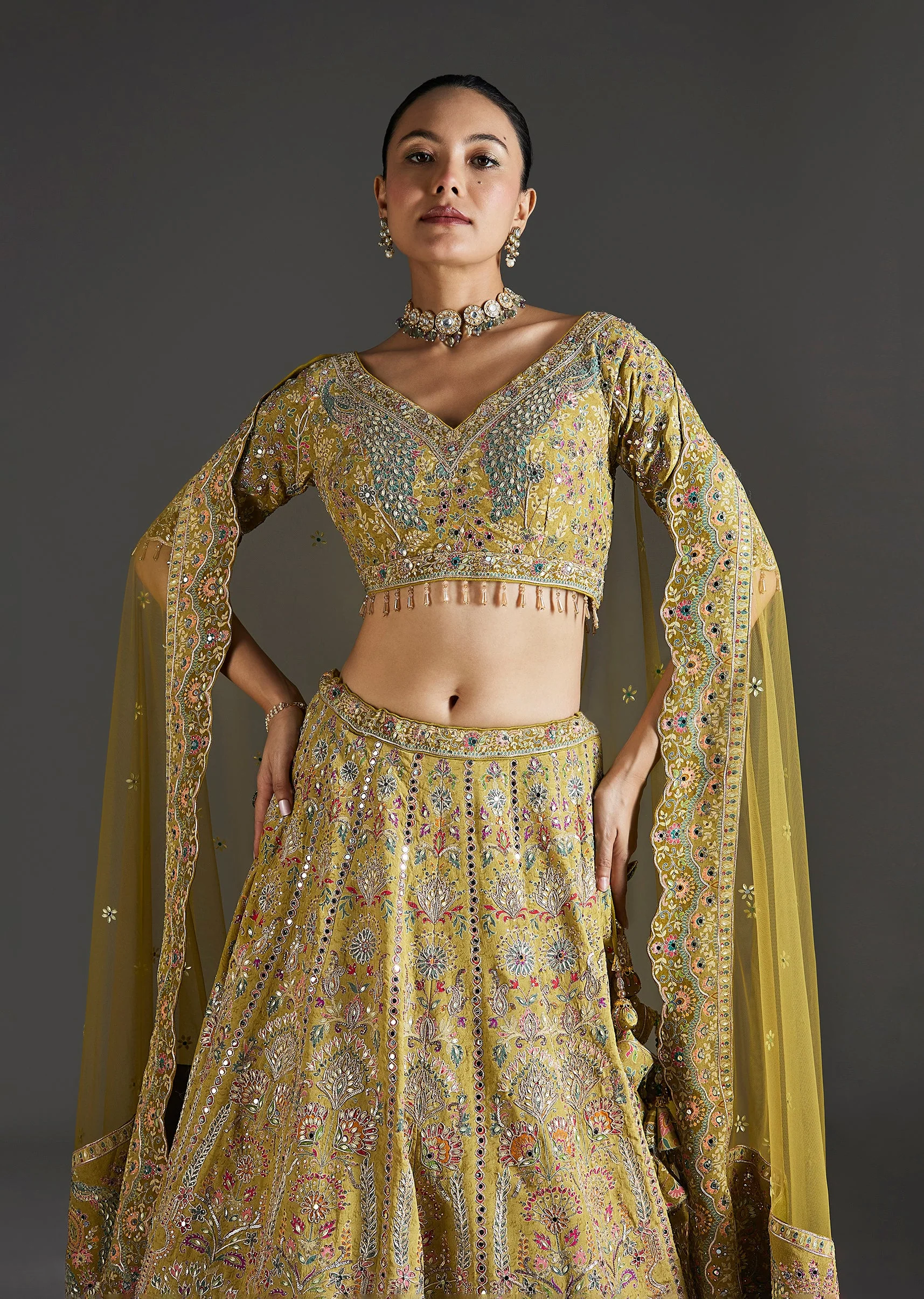 Mehendi Green Lehenga With Festive Shine - Image 5