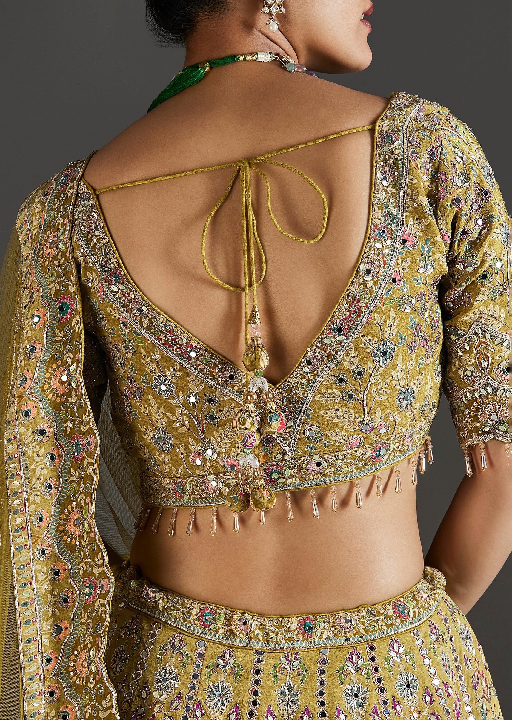 Mehendi Green Lehenga With Festive Shine - Image 6