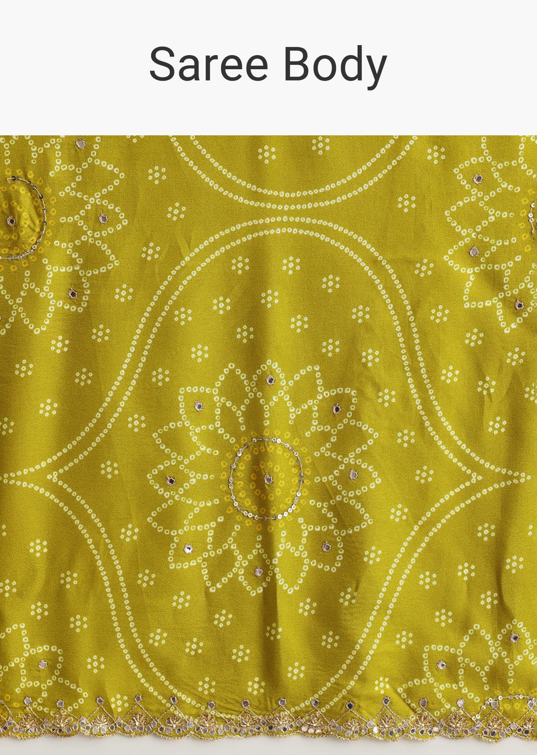 Mehendi Green Patola Printed Georgette Saree With Scallop Border - Image 9