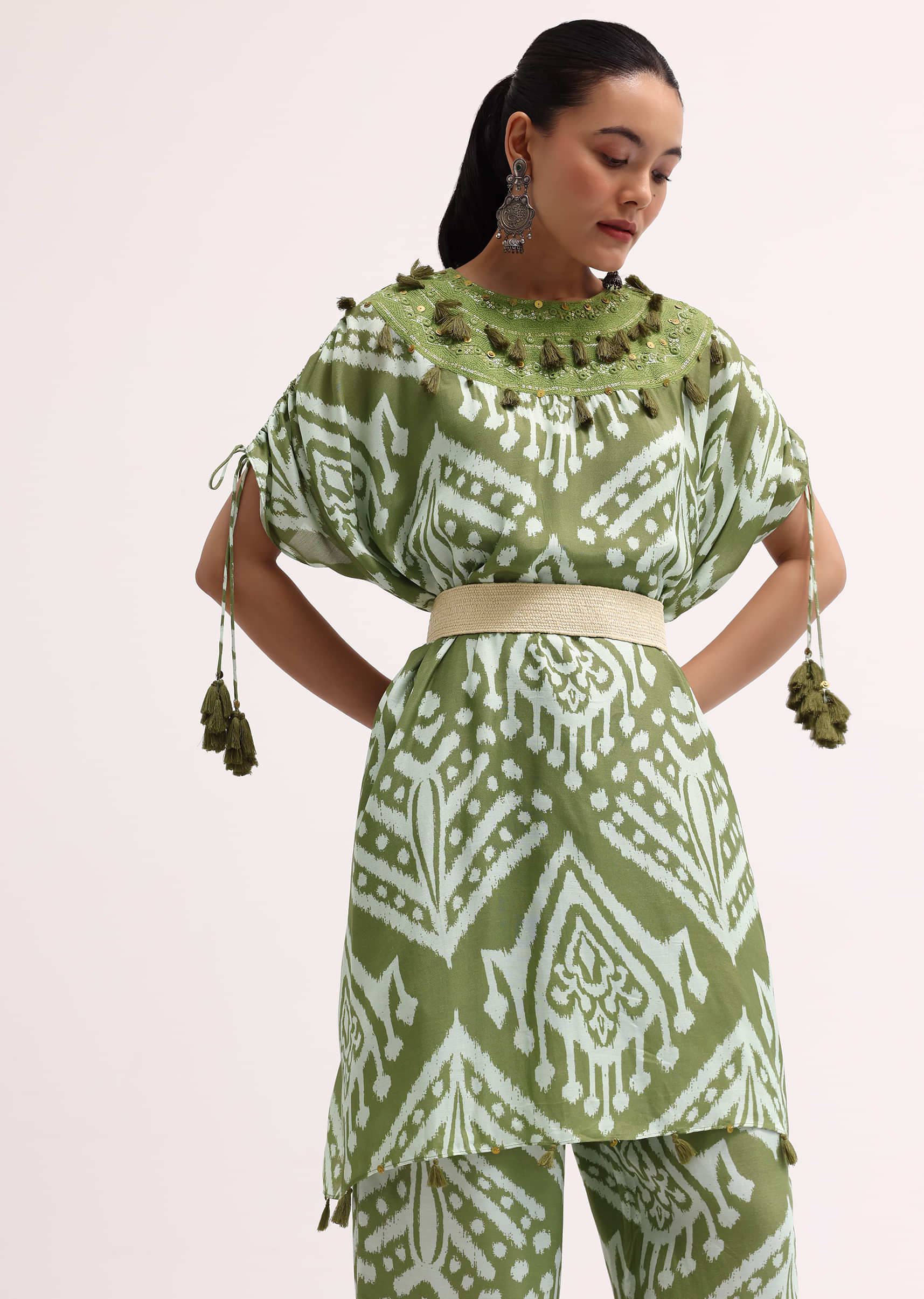 Mehendi Green Printed Cotton Kurta Pant - Image 4
