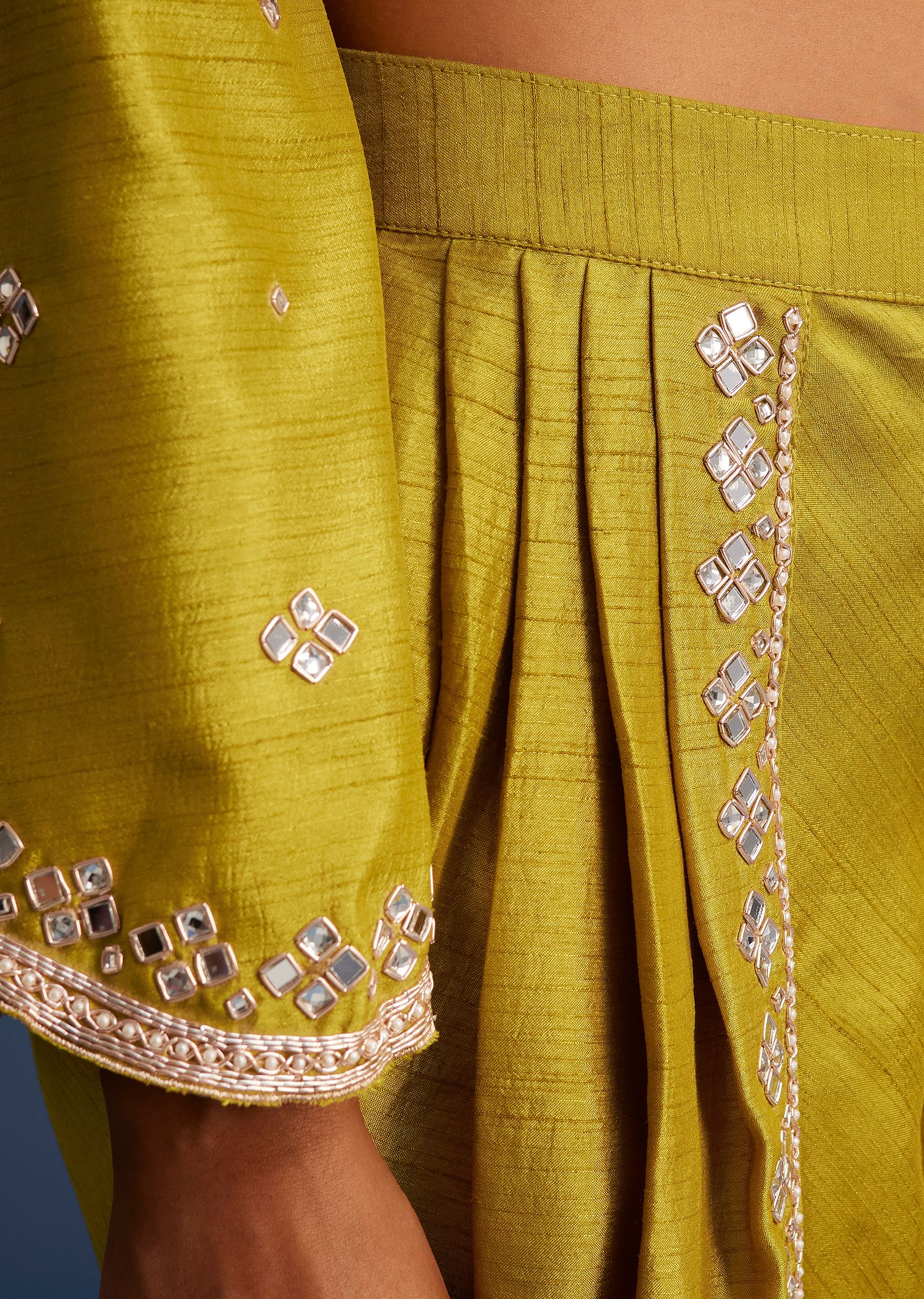 Mehendi Green Silk Embroidered Kurta Dhoti Set - Image 6