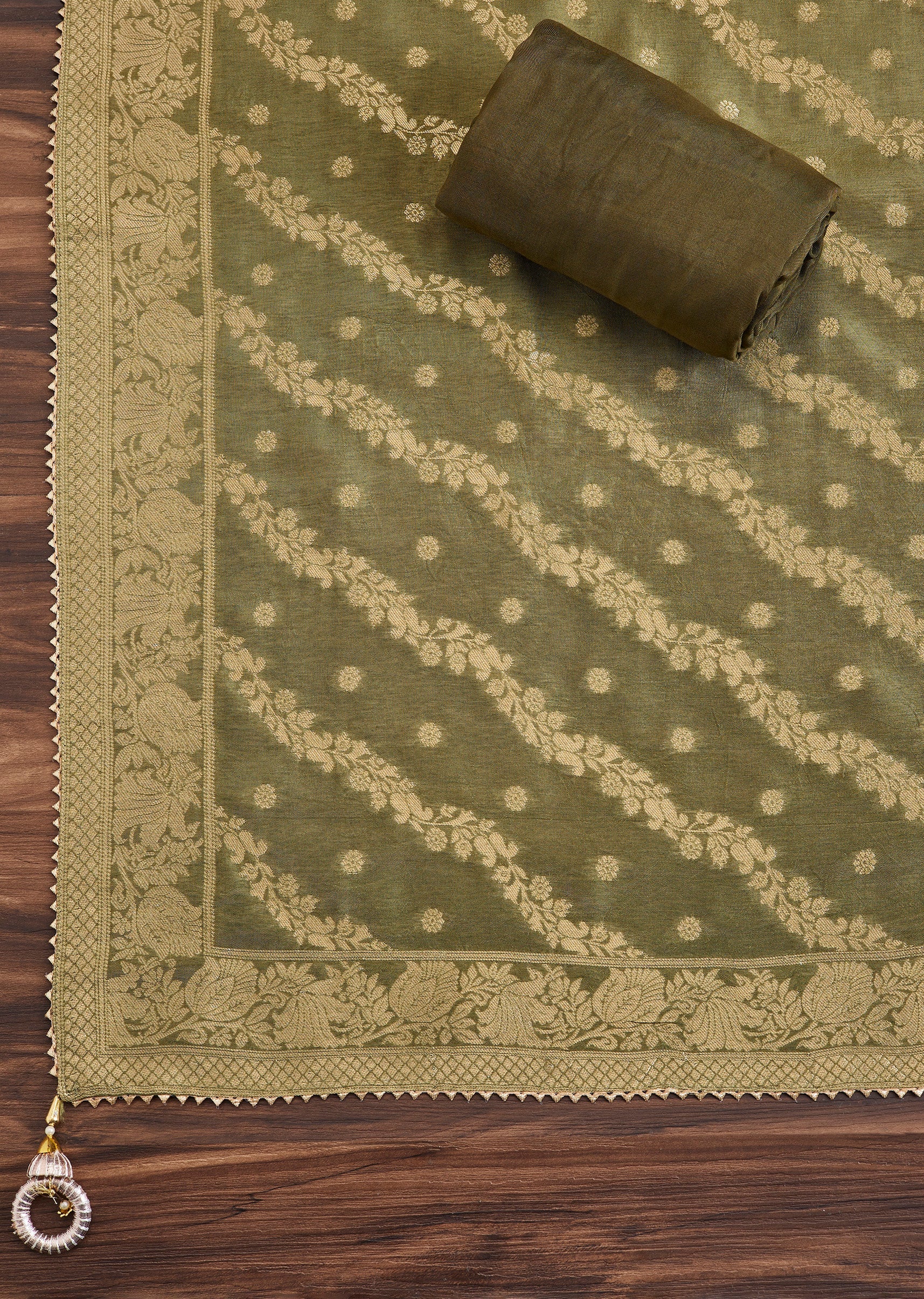 Mehendi Green Suit With Embroidered Detailing - Image 3
