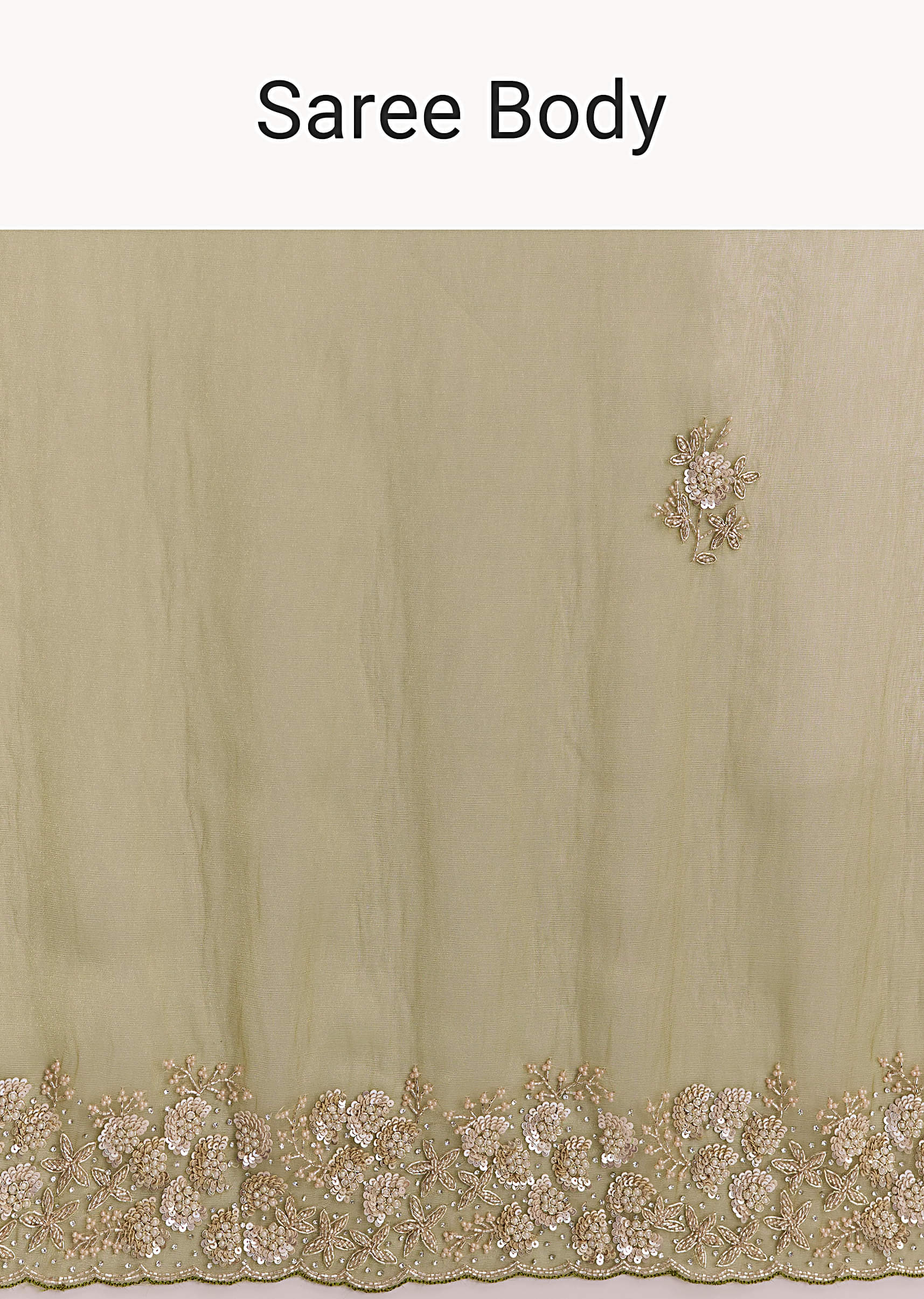 Mehendi Green Tissue Saree With Heavy Floral Embroidery - Image 8