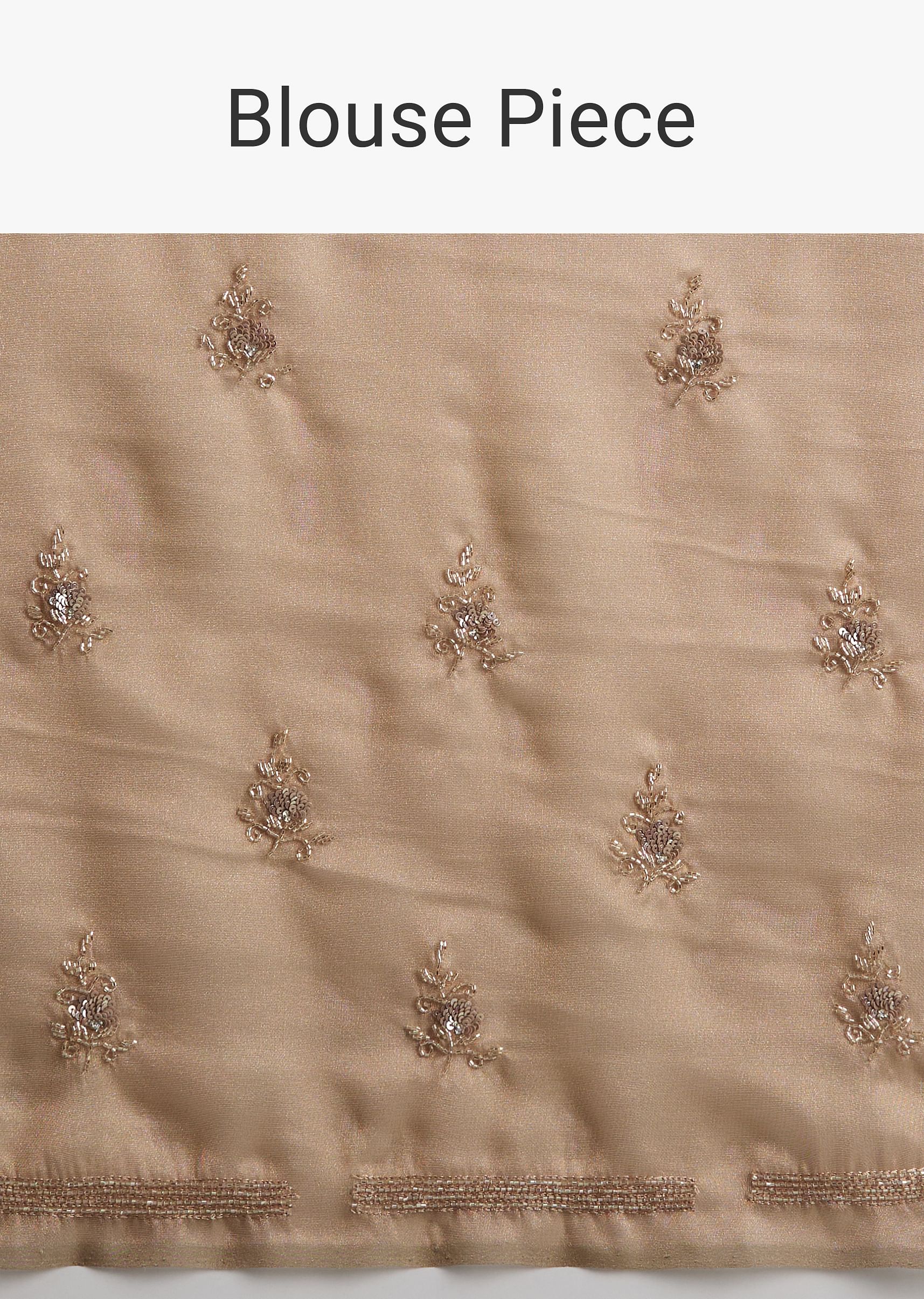 Metallic Gold Organza Tissue Saree With Cutdana And Bead Embroidery - Image 10