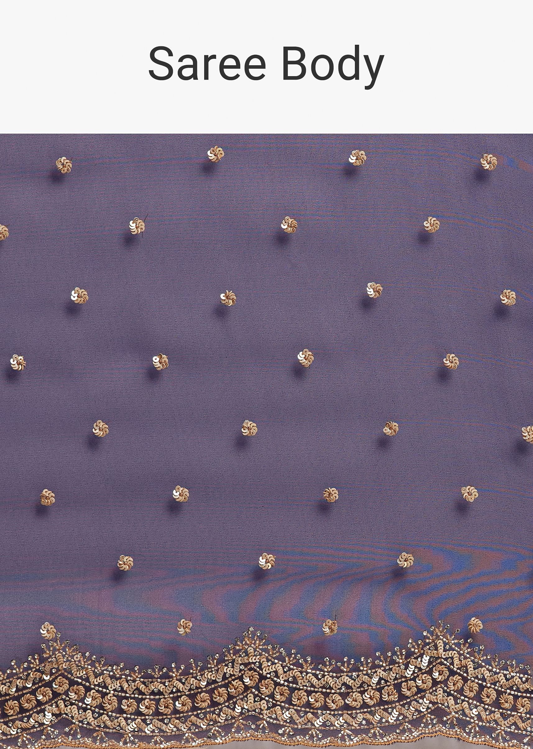 Midnight Blue Organza Tissue Saree With Sequin And Cutdana Embroidery - Image 9