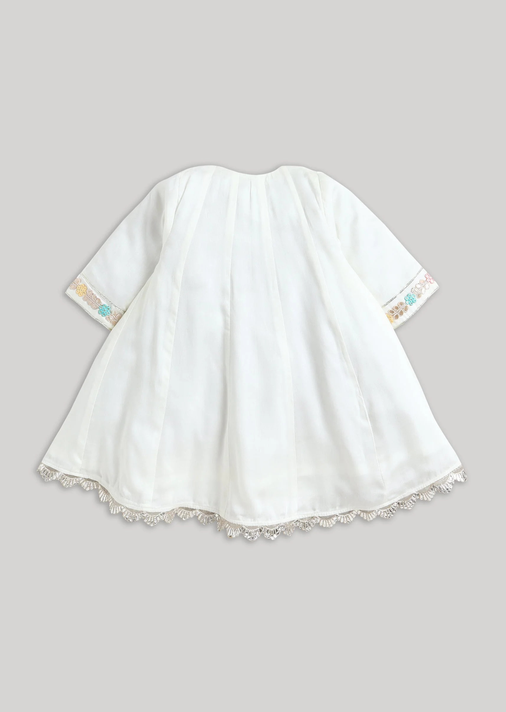Minimal Embroidered Off White With Multicolour Muslin Salwar Suit - Image 3