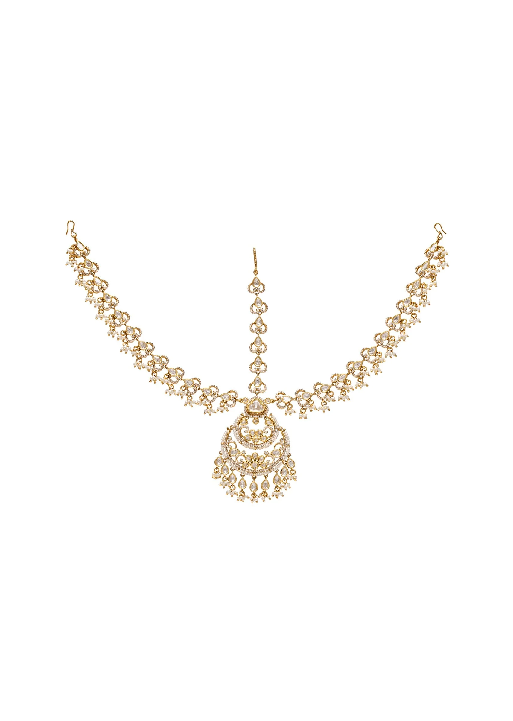 Minimal White Stone Bridal Mathapatti