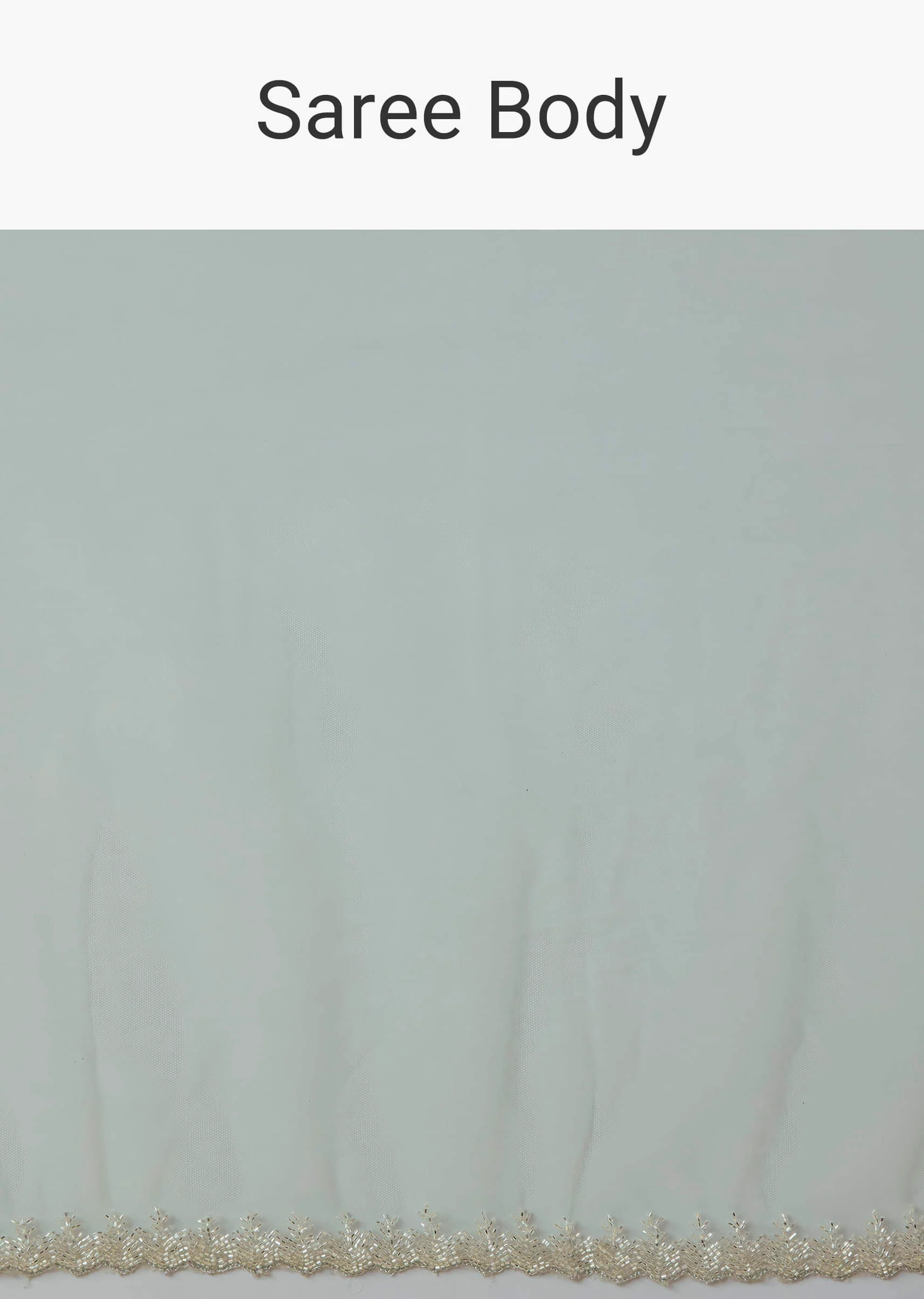 Mint Green Cutwork Embellished Saree with Unstitched Blouse - Image 9
