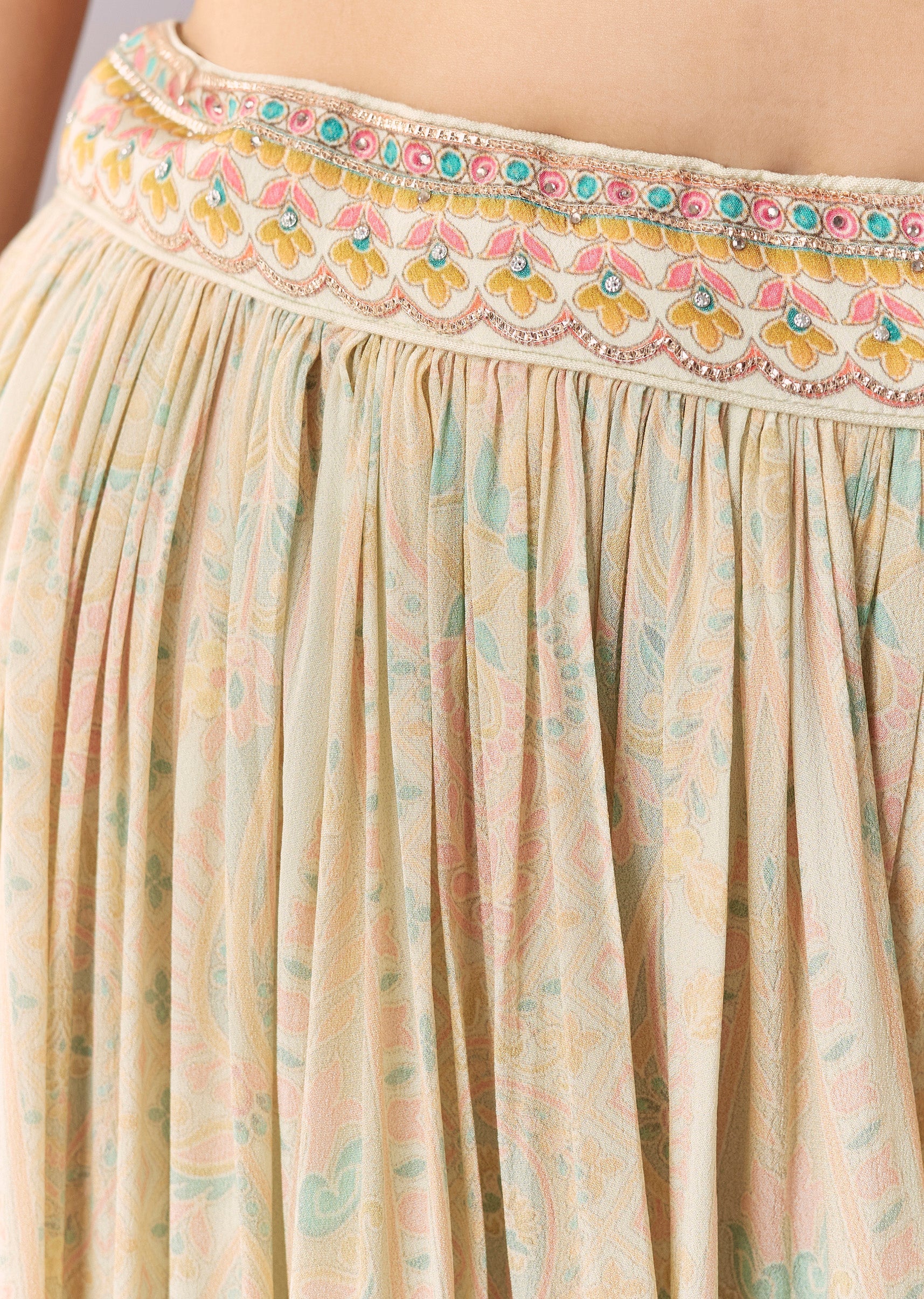 Mint Green Floral Embellished Palazzo Set With Dupatta - Image 6