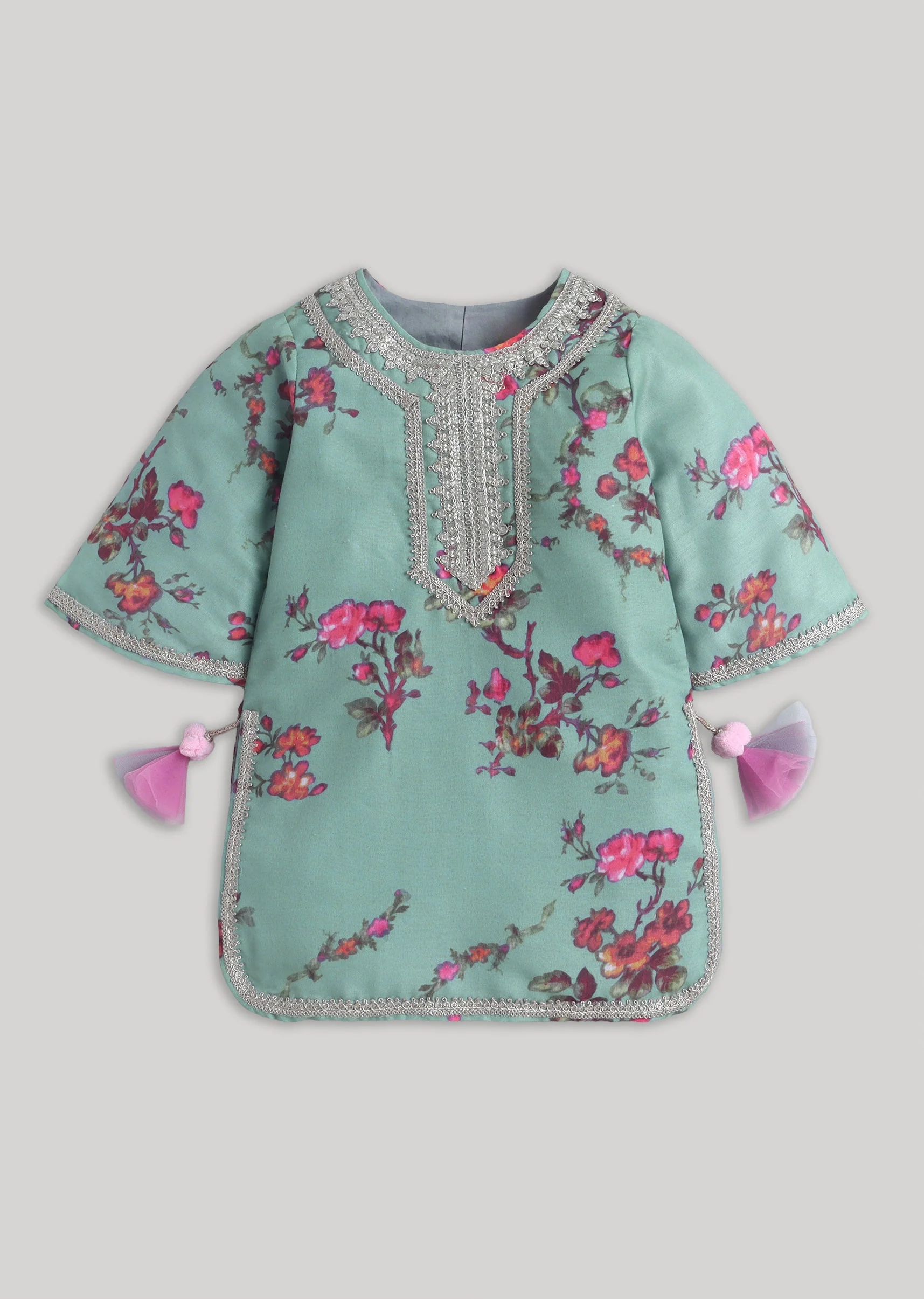 Mint Green Floral Print Salwar Kameez Set with Dupatta - Image 2